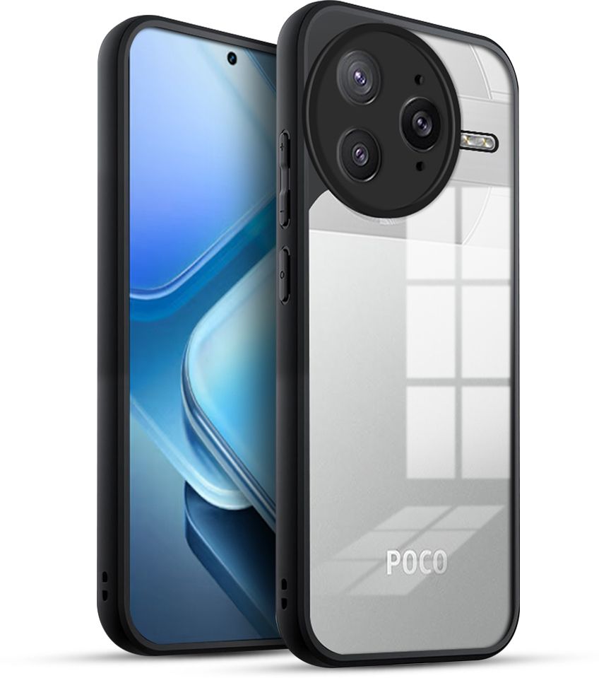 Micvir Back Cover for Poco F7 Ultra 5G (Transparent, Black, Shock Proof, Plastic, Silicon, Pack of: 1)