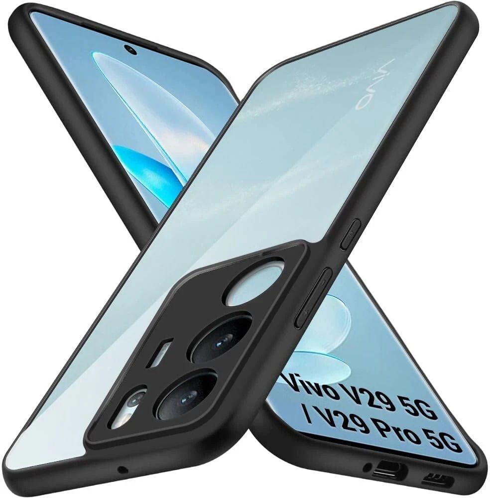 Micvir Back Cover for V29 Pro 5G (Transparent, Black, Shock Proof, Plastic, Silicon, Pack of: 1)
