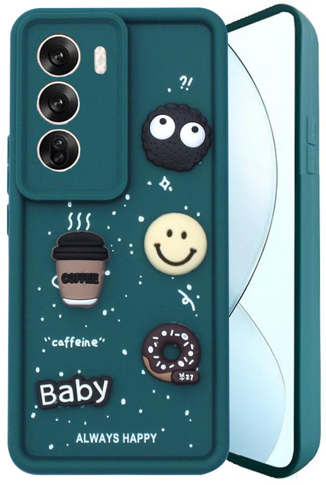 Micvir Back Cover for Oppo Reno 12 Pro 5G (Green, Silicon, Pack of: 1)