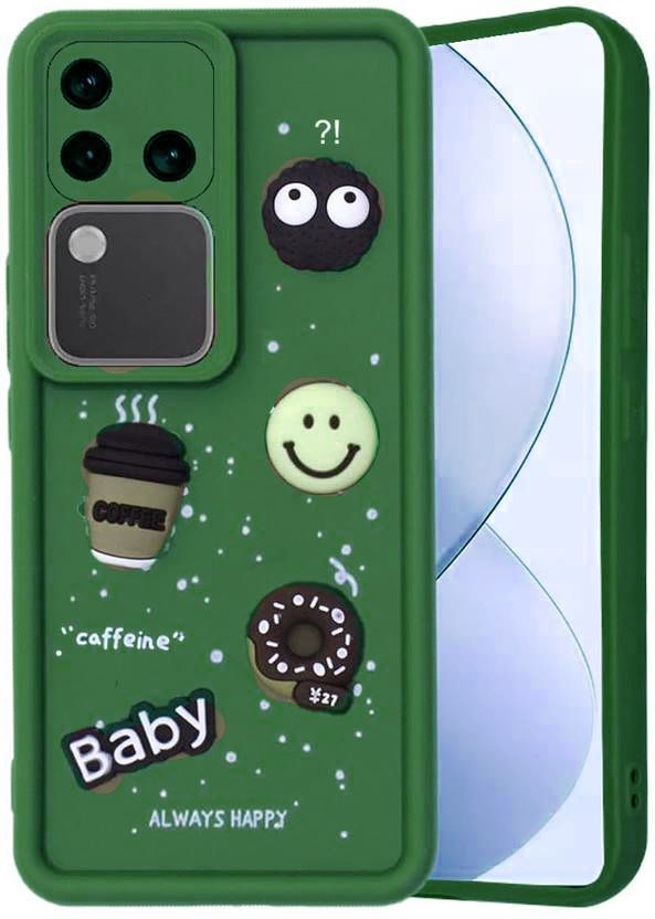 Micvir Back Cover for Vivo V30 5G (Green, Silicon, Pack of: 1)