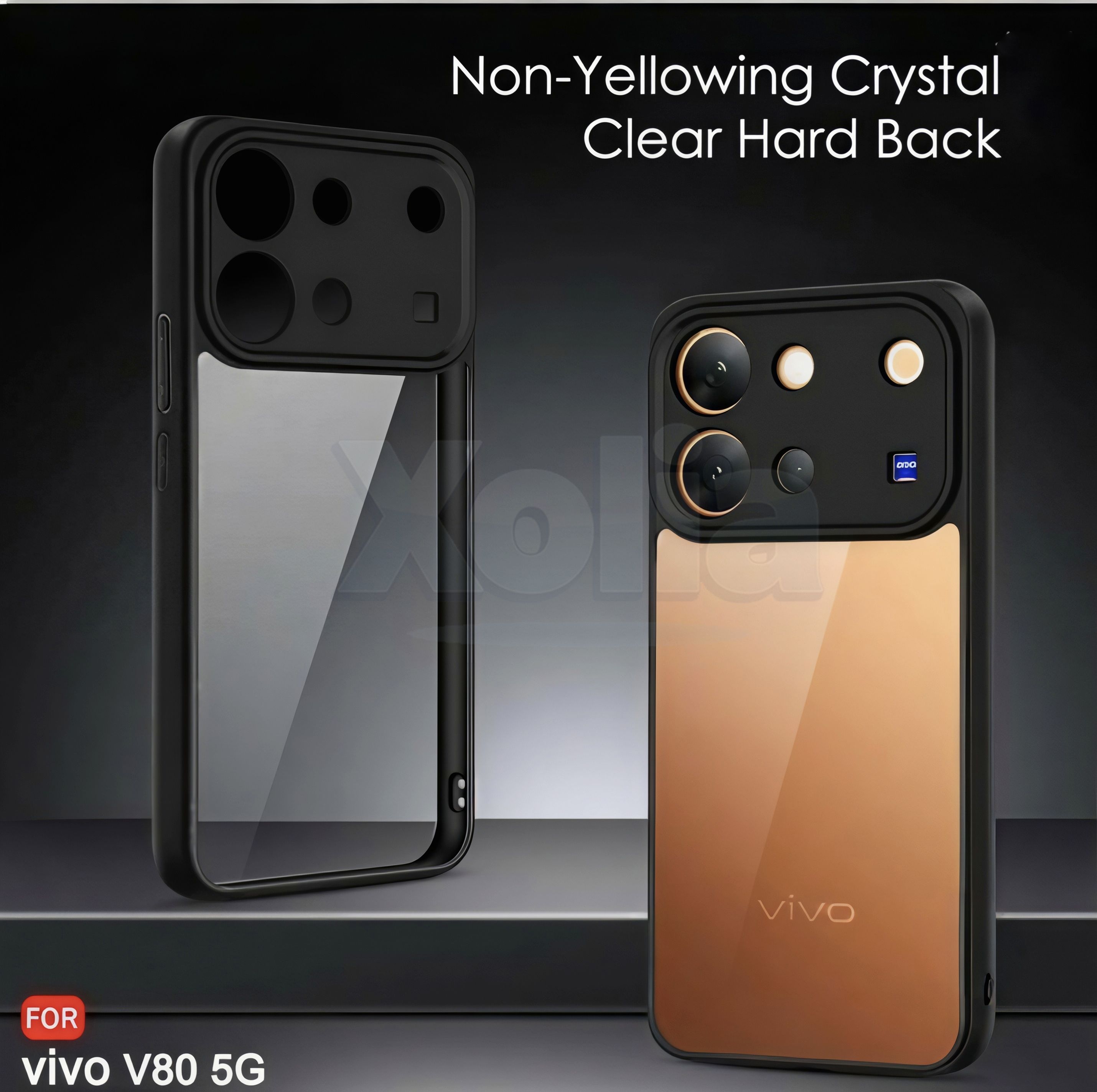 Xolia Back Cover for Vivo V80 5G (Transparent, Black, Shock Proof, Plastic, Silicon, Pack of: 1) — image 2 of 4