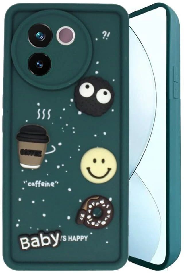 Micvir Back Cover for Vivo V30e 5G (Green, Silicon, Pack of: 1)