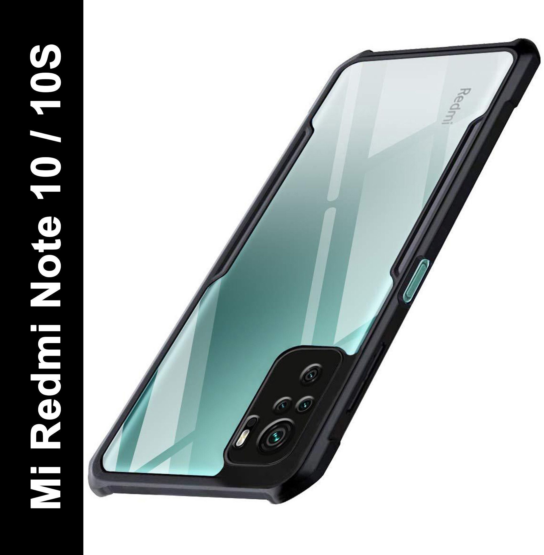 Micvir Back Cover for Mi Redmi Note 10S (Transparent, Black, Shock Proof, Polycarbonate, Pack of: 1)