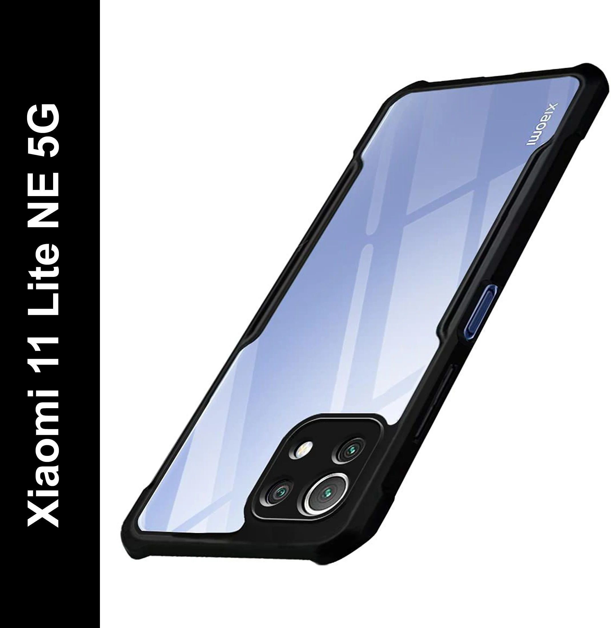 Micvir Back Cover for Mi 11 Lite (Transparent, Black, Shock Proof, Polycarbonate, Pack of: 1)