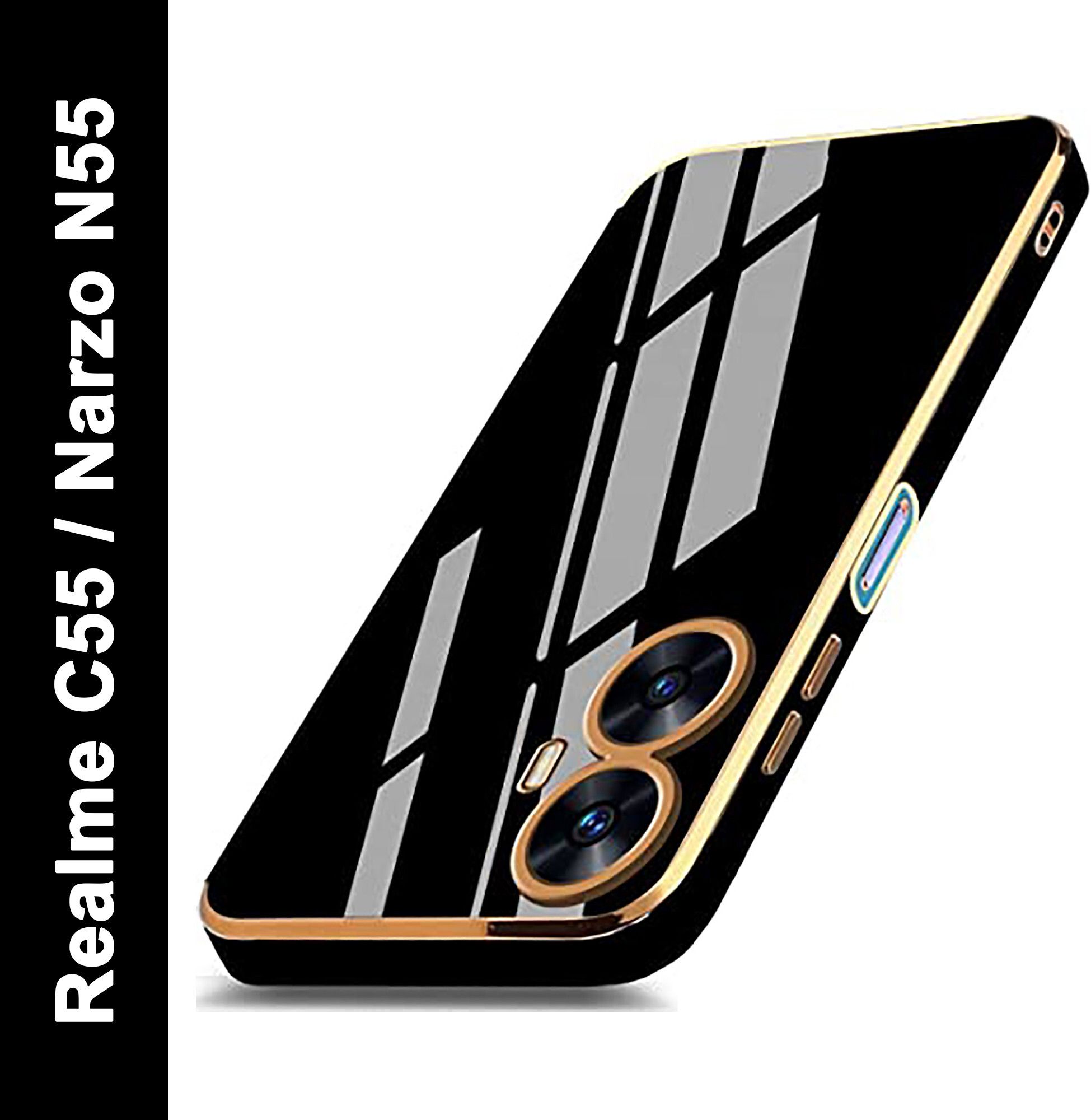 Micvir Back Cover for Realme C55, Realme Narzo N55 (Black, Silicon, Pack of: 1)