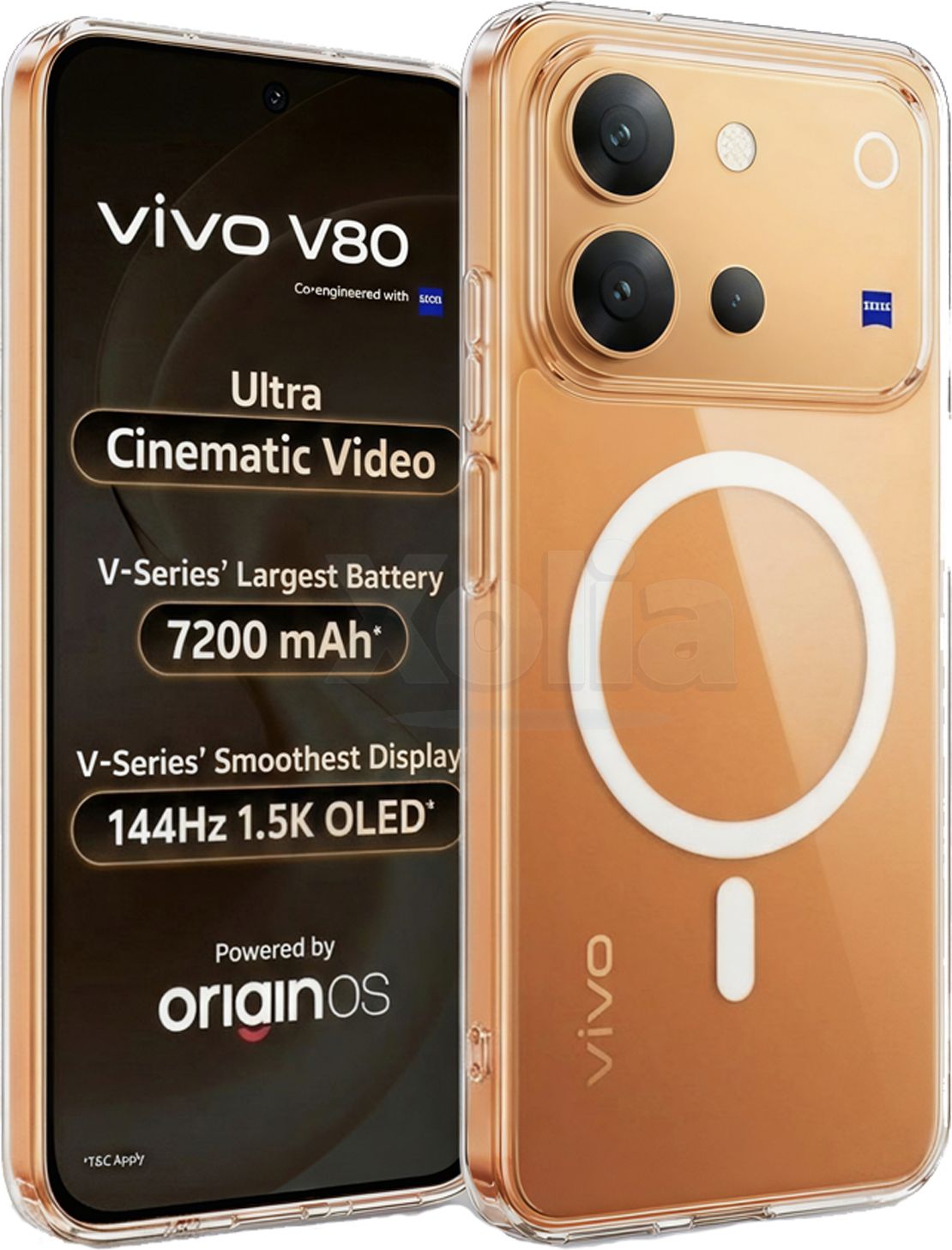 Xolia Back Cover for Vivo V80 5G (Transparent, Shock Proof, Polycarbonate, Pack of: 1)