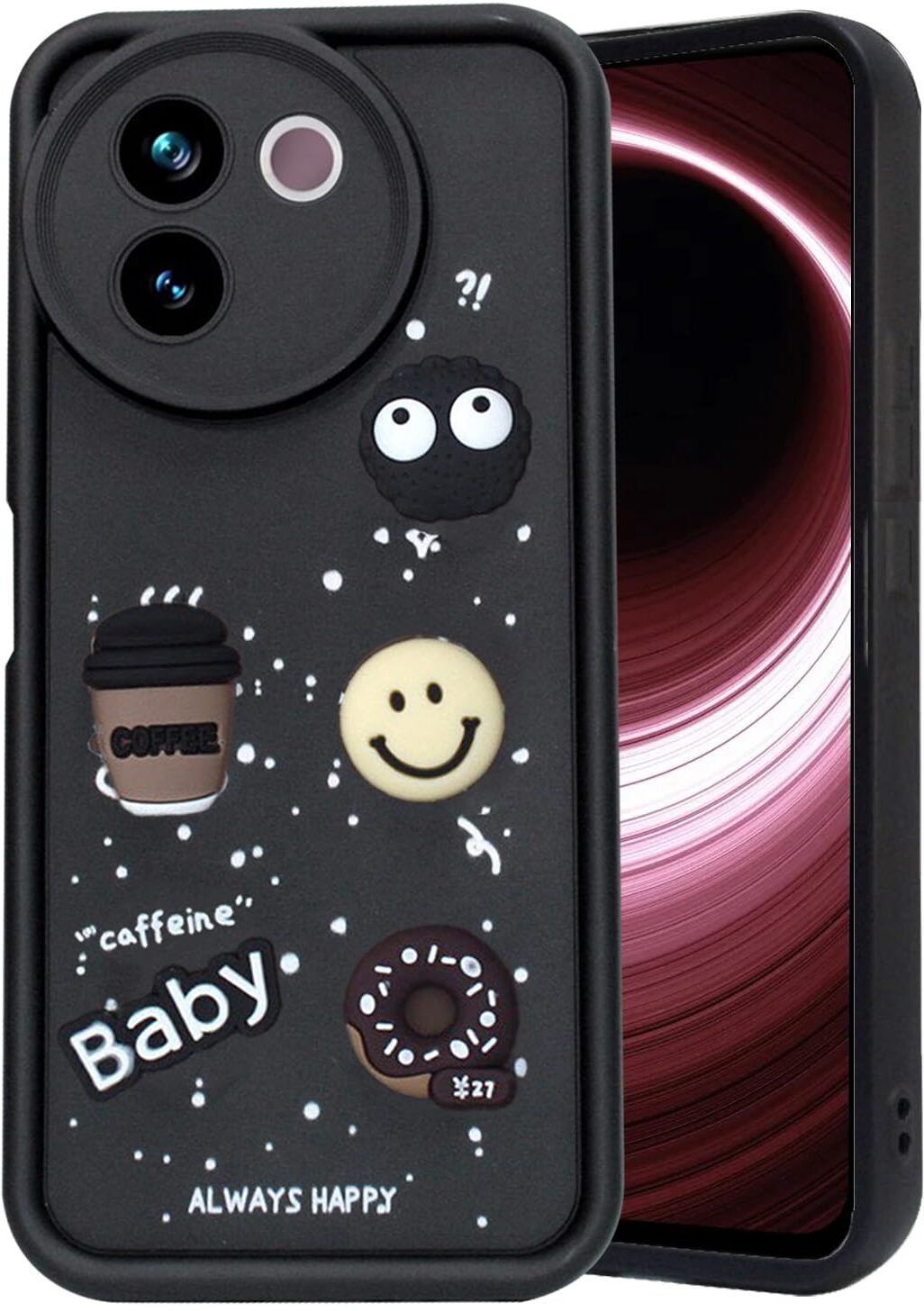 Micvir Back Cover for Vivo V30e 5G (Black, Silicon, Pack of: 1)