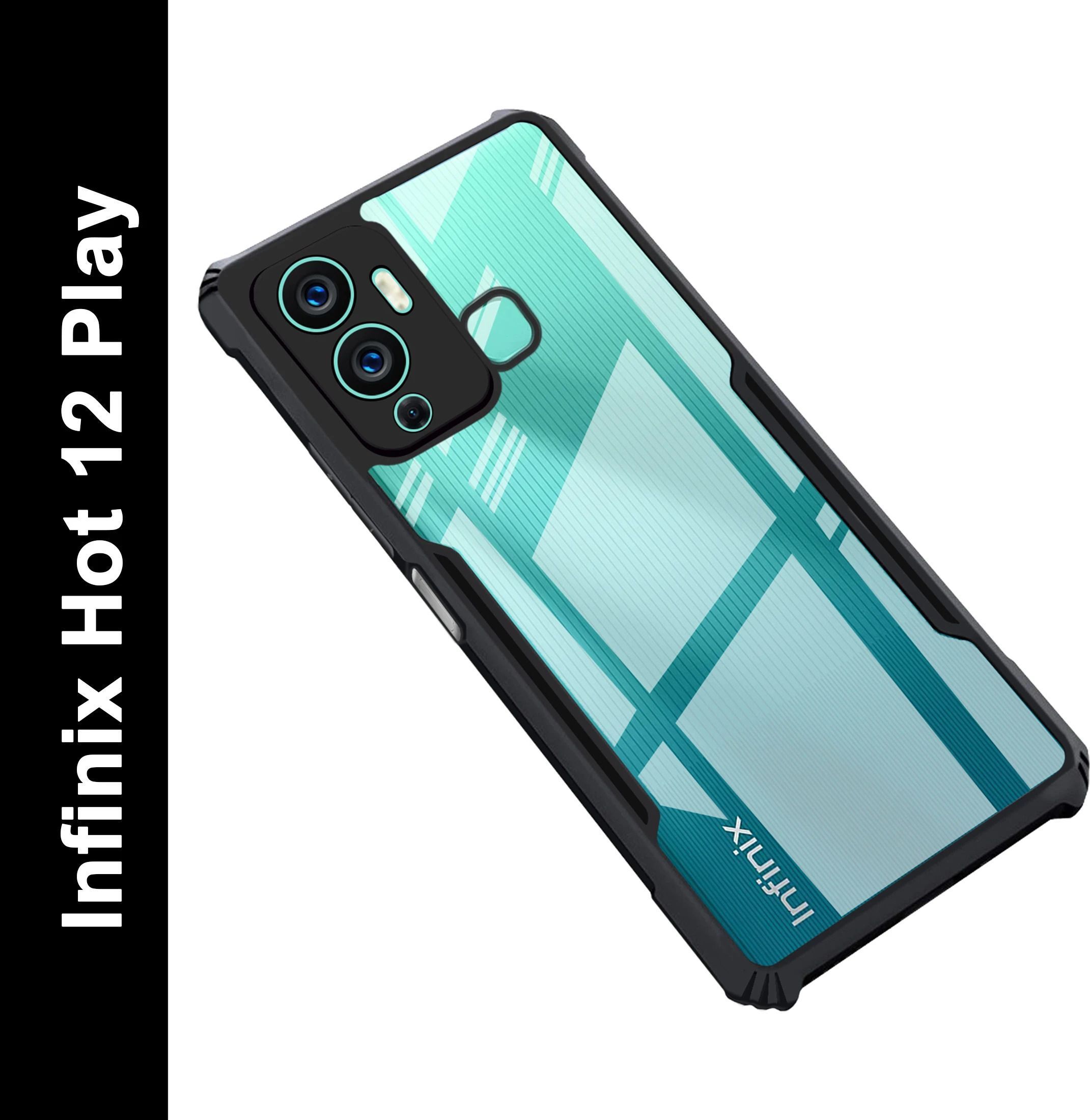 Micvir Back Cover for Infinix Hot 12 Play (Transparent, Black, Shock Proof, Polycarbonate, Pack of: 1)