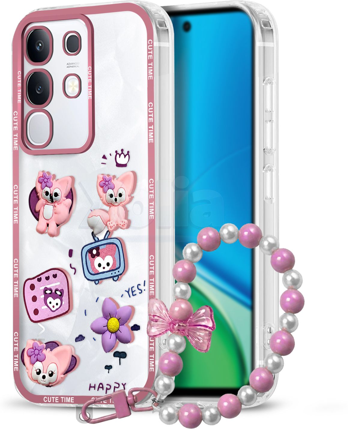Xolia Back Cover for vivo Y29 4G (Pink, Shock Proof, Polycarbonate, Pack of: 1)