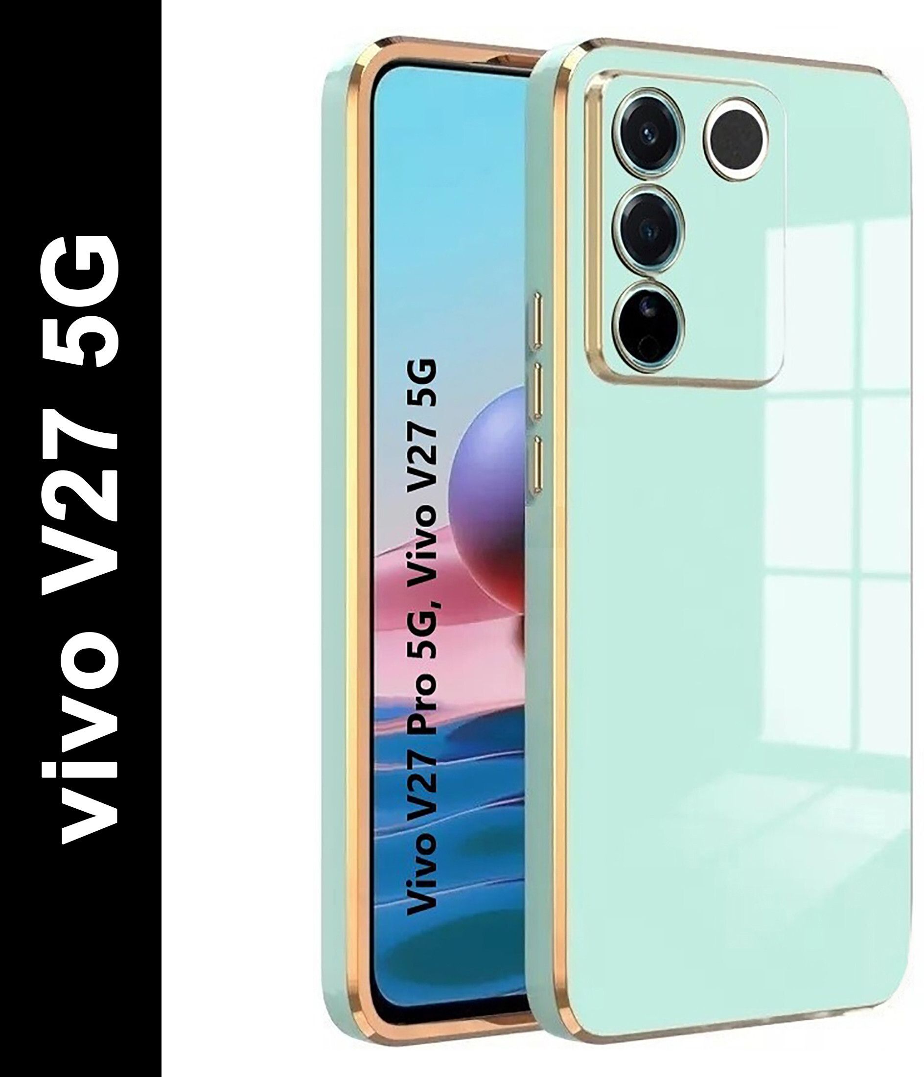 Micvir Back Cover for vivo V27 5G, Vivo V27 Pro 5G (Green, Silicon, Pack of: 1)