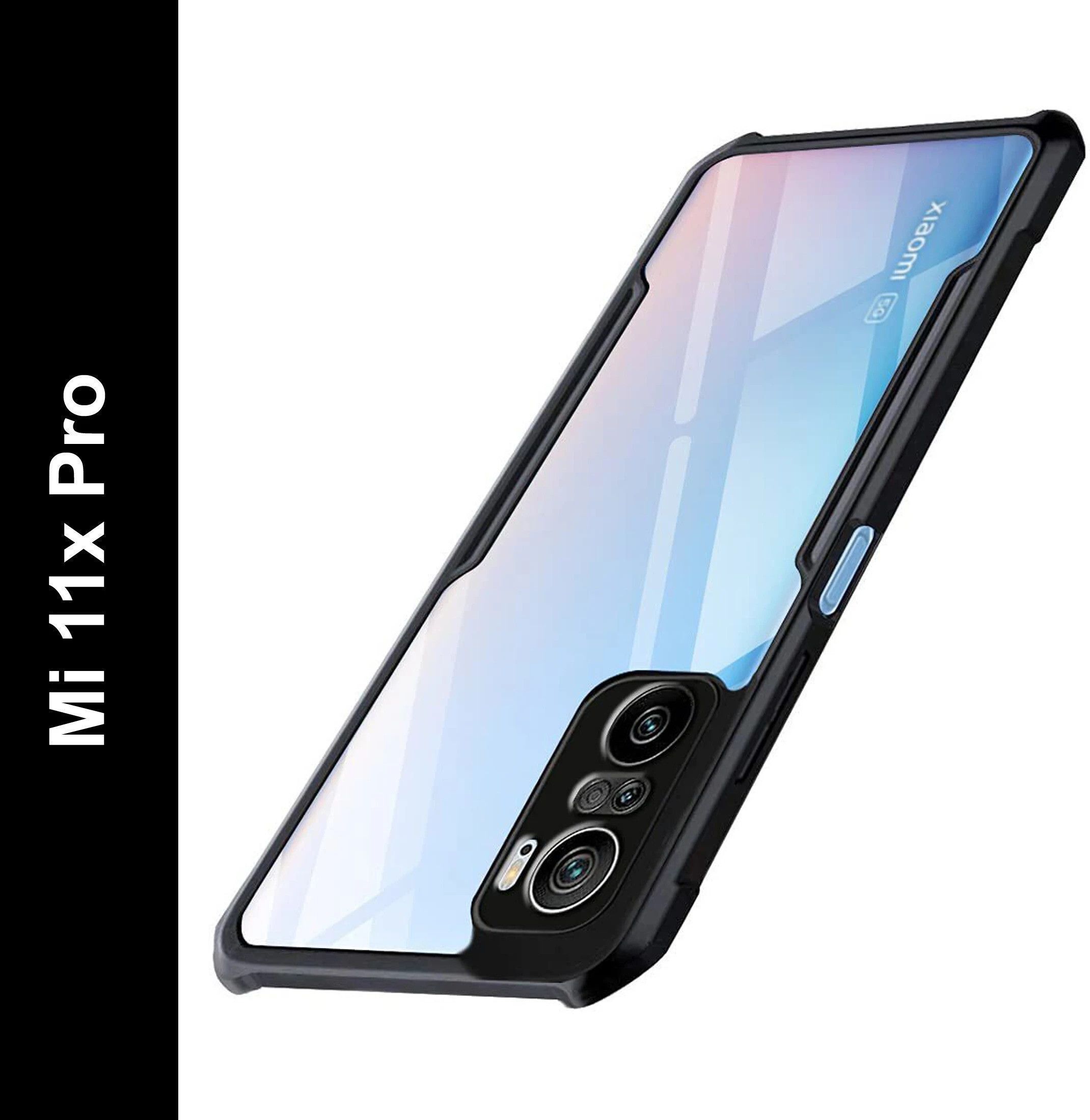 Micvir Back Cover for Mi 11x Pro (Transparent, Black, Shock Proof, Polycarbonate, Pack of: 1)