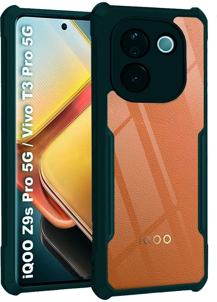 Micvir Back Cover for vivo T3 Pro 5G (Transparent, Green, Shock Proof, Polycarbonate, Pack of: 1)