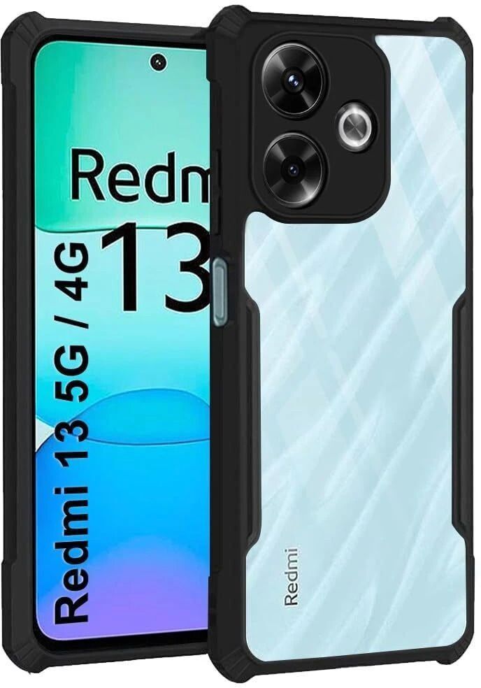 Micvir Back Cover for realme 13 5G (Transparent, Black, Shock Proof, Polycarbonate, Pack of: 1)