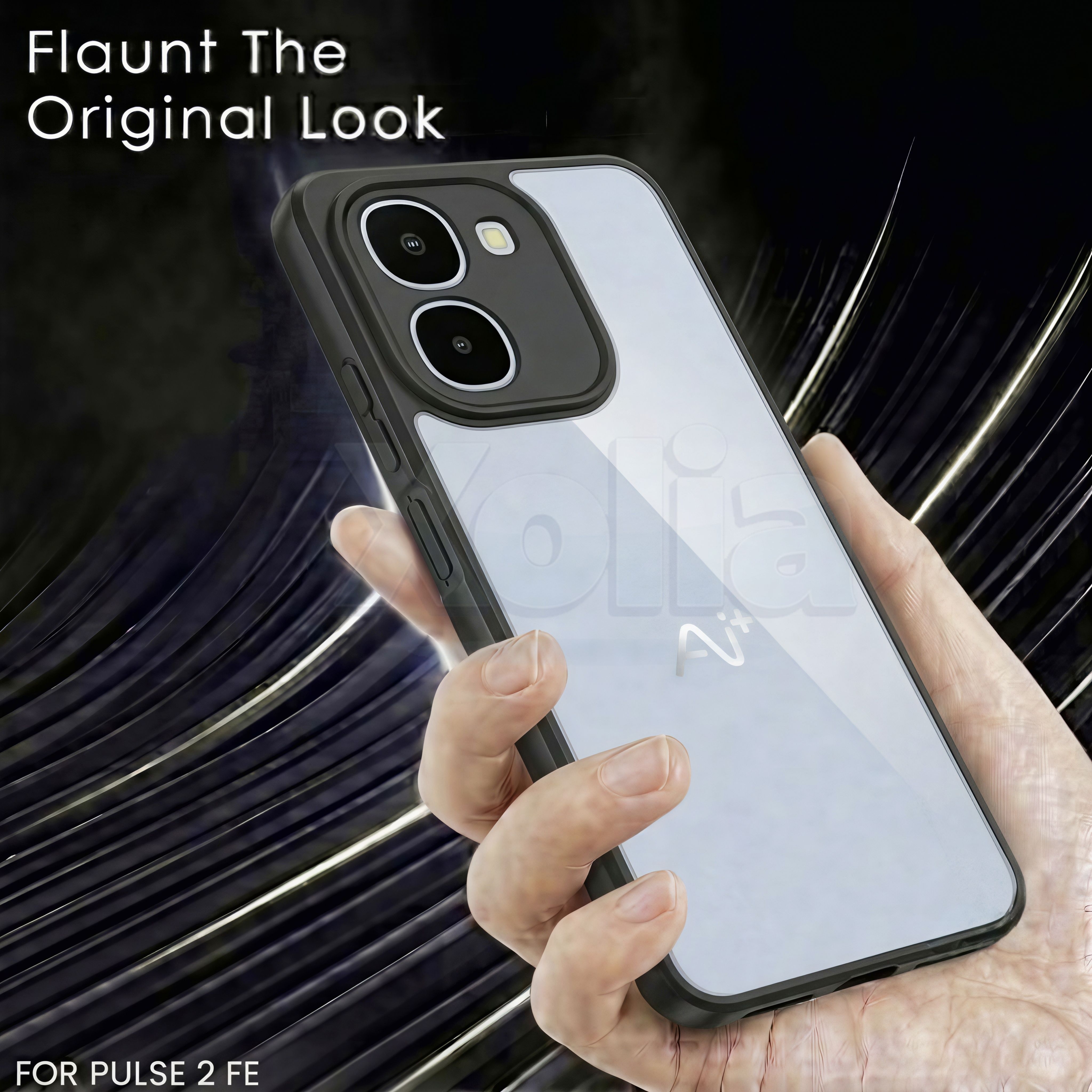 Xolia Back Cover for Ai+ Pulse 2 FE (Transparent, Black, Shock Proof, Plastic, Silicon, Pack of: 1) — image 4 of 4