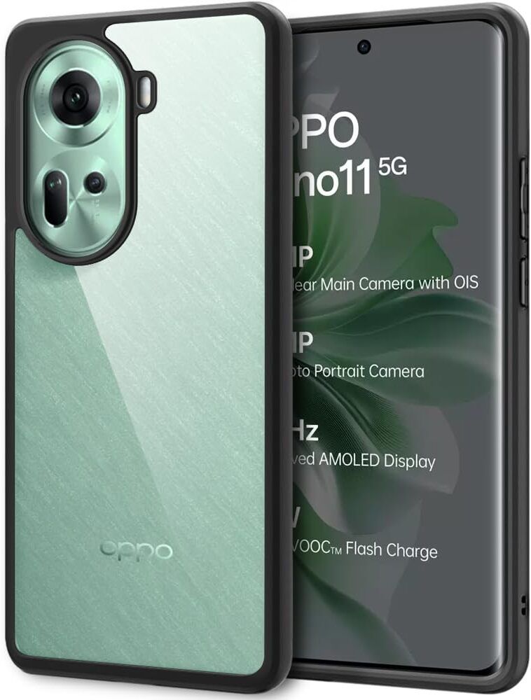 Micvir Back Cover for Oppo Reno 11 5G (Transparent, Black, Shock Proof, Plastic, Silicon, Pack of: 1)