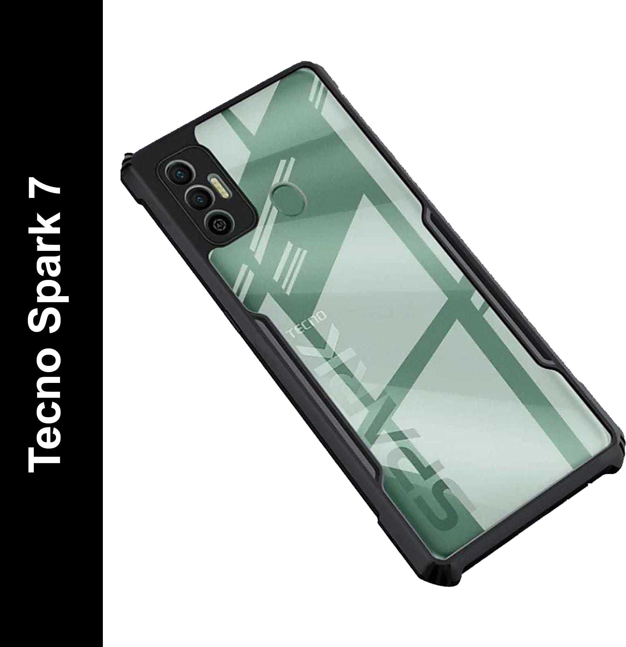 Micvir Back Cover for Tecno Spark 7 (Transparent, Black, Shock Proof, Polycarbonate, Pack of: 1)