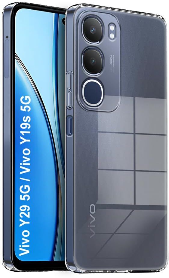 Micvir Back Cover for Vivo Y19s 5G (Transparent, Shock Proof, Plastic, Silicon, Pack of: 1)
