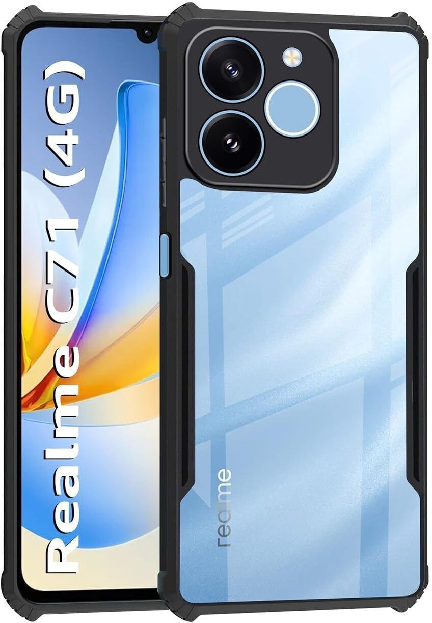 Micvir Back Cover for Realme C71 (Transparent, Black, Shock Proof, Polycarbonate, Pack of: 1)
