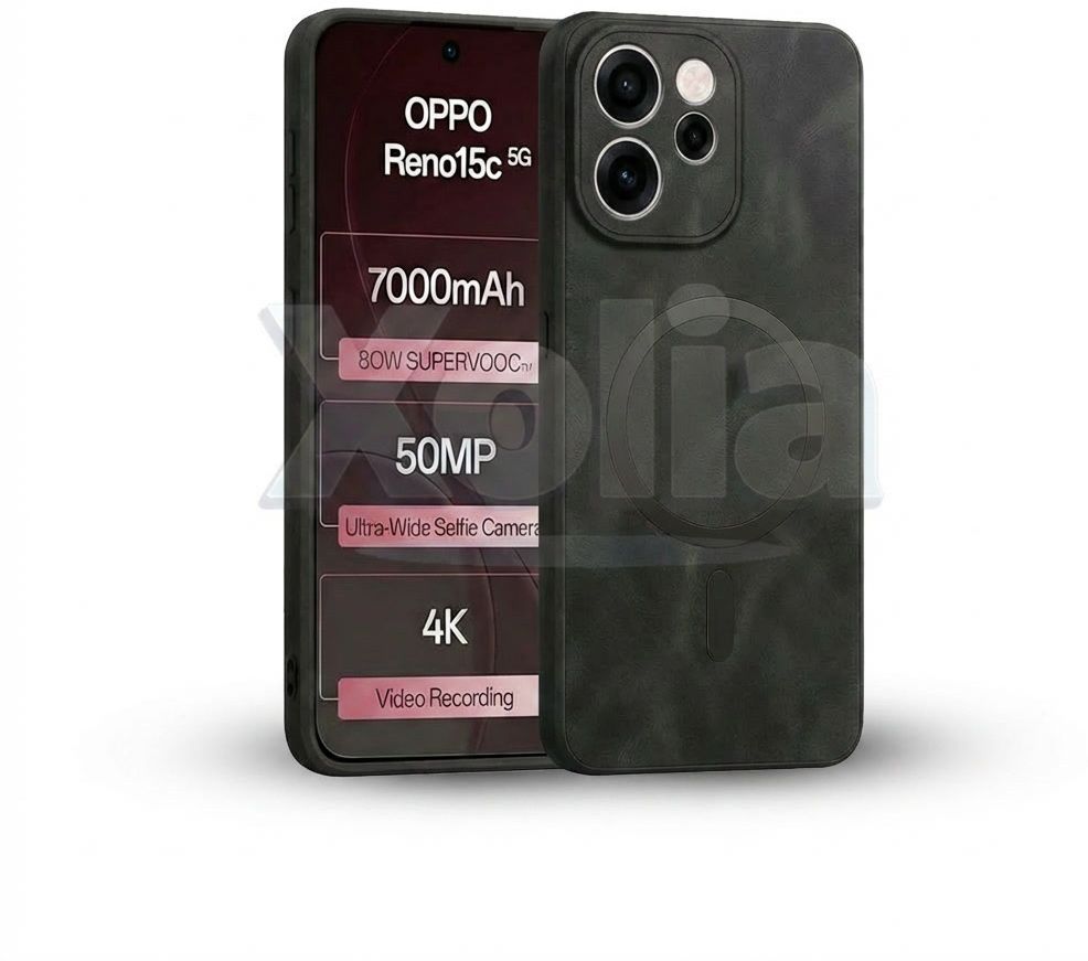 Xolia Back Cover for Oppo Reno 15c 5G (Black, Camera Bump Protector, Artificial Leather, Pack of: 1)