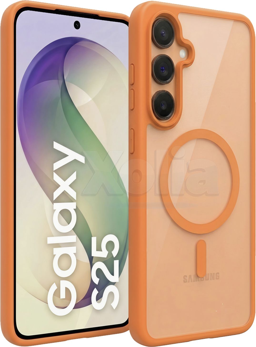 Xolia Back Cover for Samsung Galaxy S25 5G (Orange, Shock Proof, Silicon, Polycarbonate, Pack of: 1)