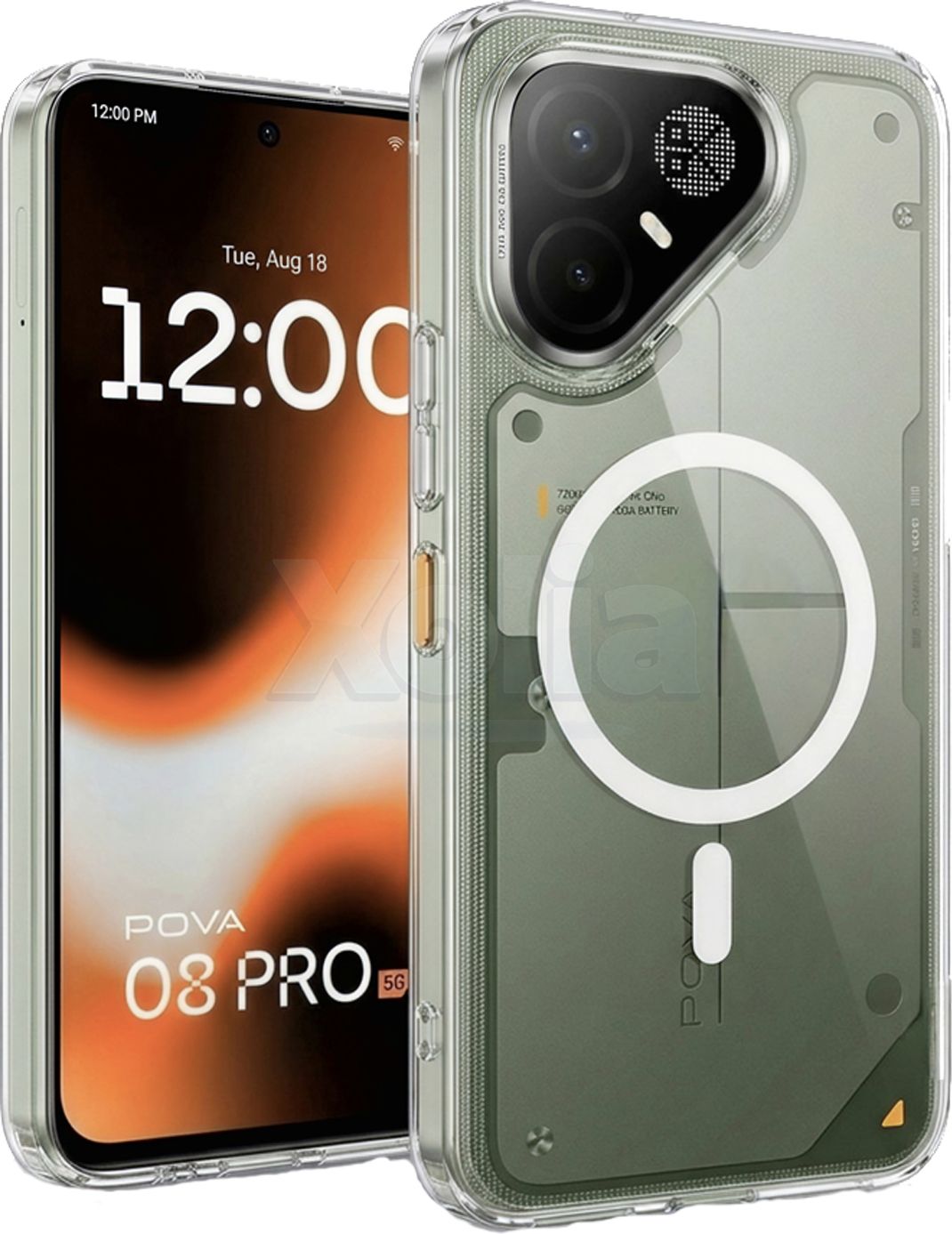 Xolia Back Cover for Tecno Pova 8 Pro 5G (Transparent, Dual Protection, Polycarbonate, Pack of: 1)