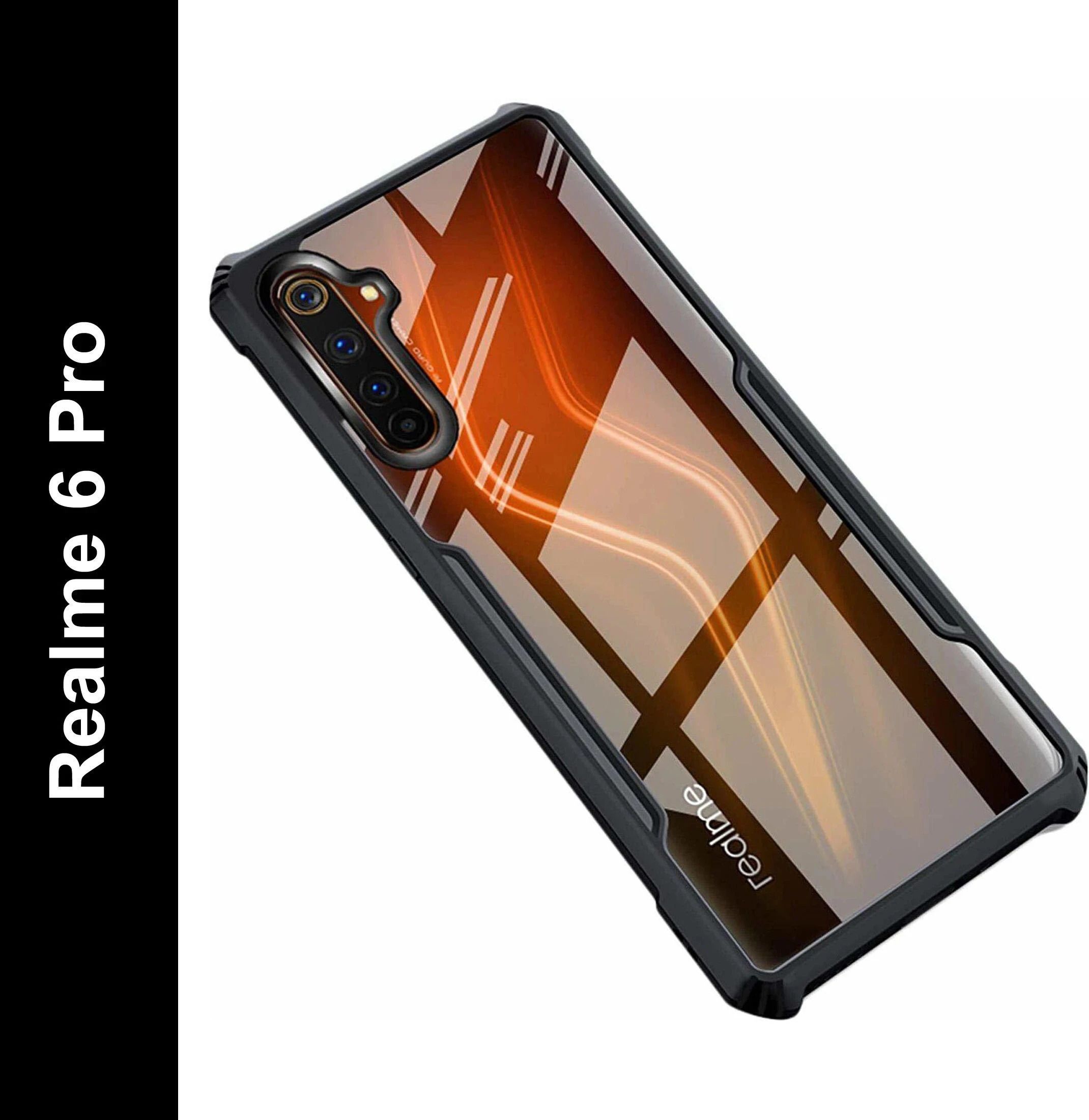 Micvir Back Cover for Realme 6 Pro (Transparent, Black, Shock Proof, Polycarbonate, Pack of: 1)