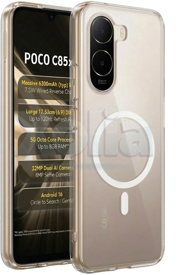 Xolia Anti Yellow Back Cover for Poco C85x 5G (Transparent, Anti-Yellow, Polycarbonate, Pack of: 1)