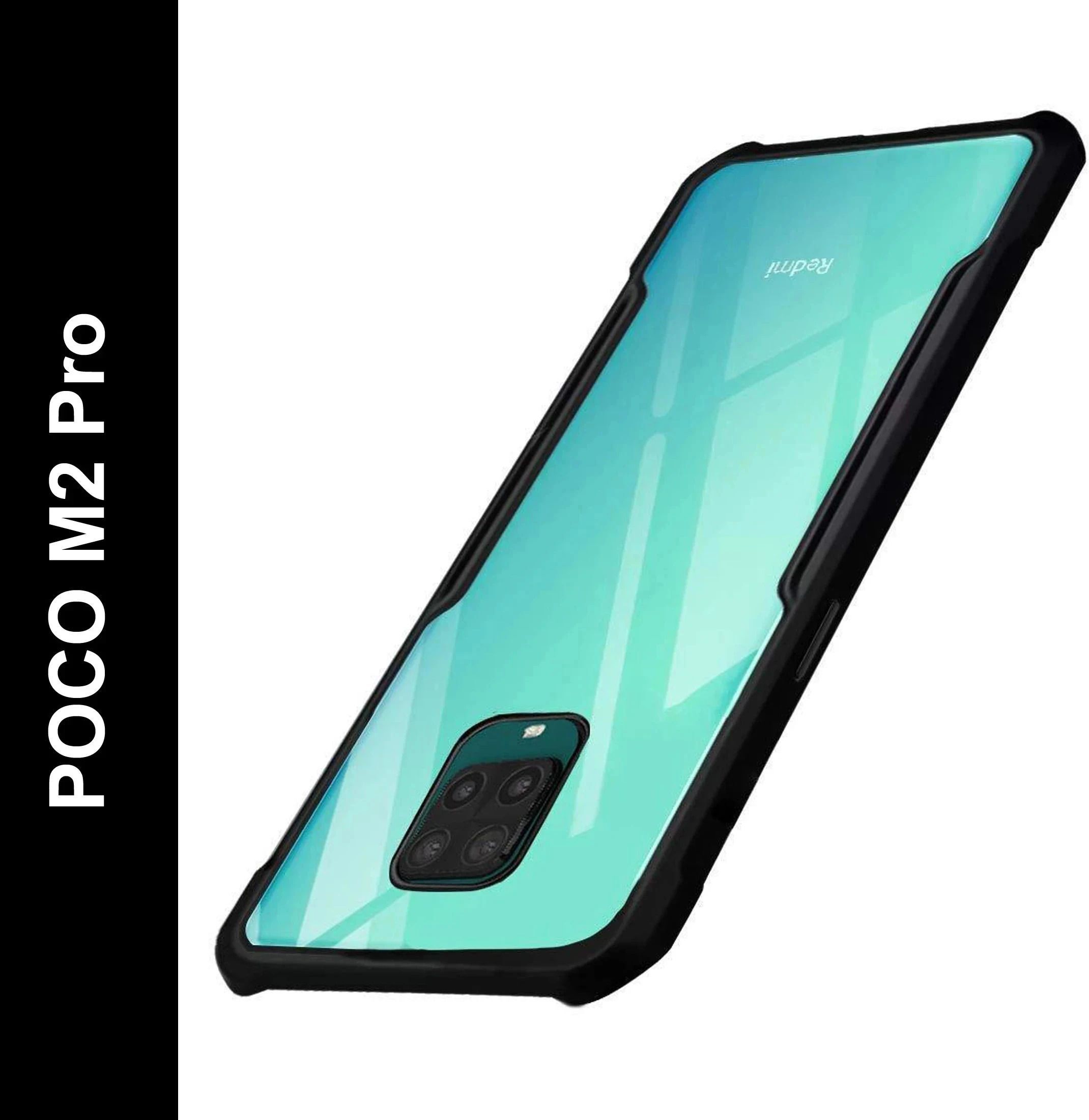 Micvir Back Cover for Poco M2 Pro (Transparent, Black, Shock Proof, Polycarbonate, Pack of: 1)