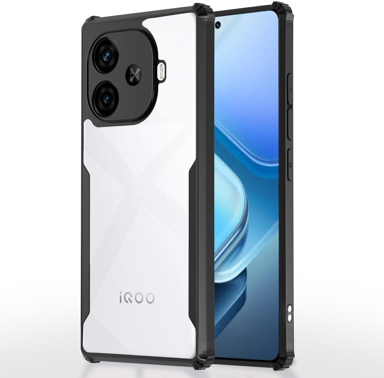 Micvir Back Cover for iQOO Z9X Turbo 5G (Transparent, Black, Shock Proof, Polycarbonate, Pack of: 1)