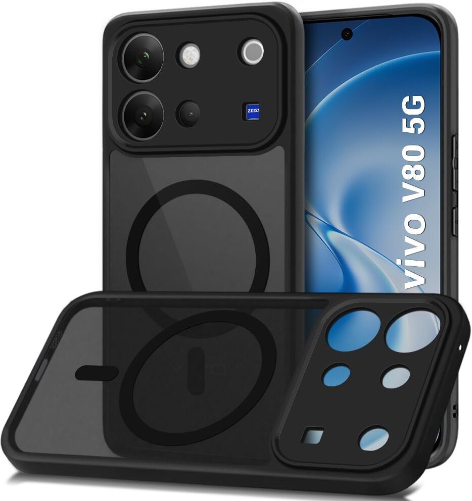 Xolia Back Cover for Vivo V80 5G (Black, Shock Proof, Polycarbonate, Silicon, Pack of: 1)
