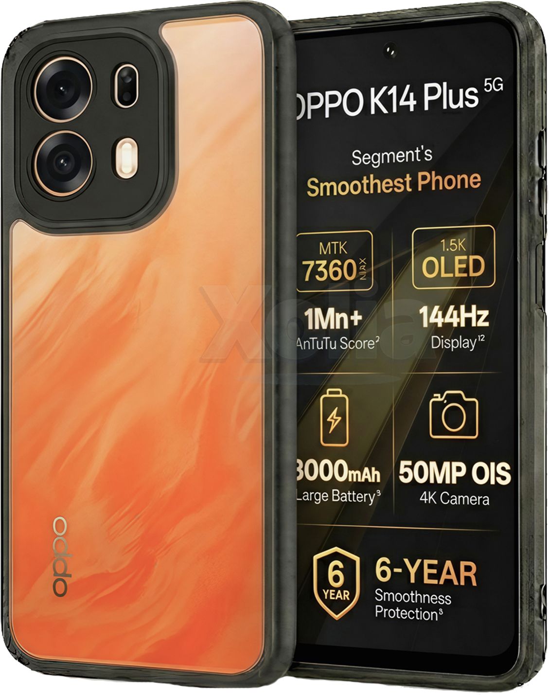 Xolia Back Cover for Oppo K14 Plus 5G (Transparent, Black, Shock Proof, Plastic, Silicon, Pack of: 1)