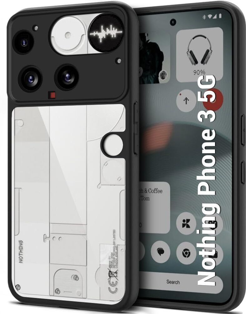 Micvir Back Cover for Nothing Phone 3 5G (Transparent, Black, Shock Proof, Plastic, Silicon, Pack of: 1)