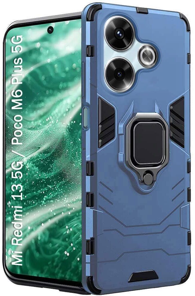 Micvir Back Cover for Poco M6 Plus 5G (Transparent, Blue, Shock Proof, Pack of: 1)