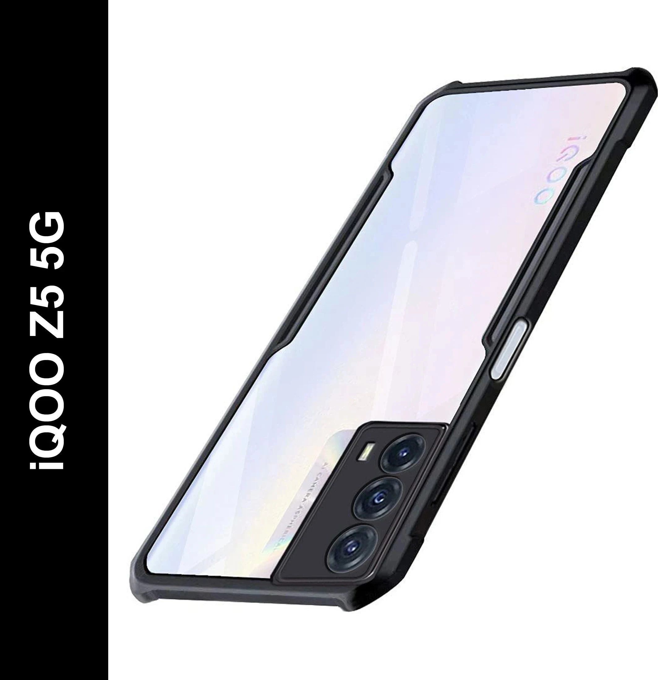 Micvir Back Cover for IQOO Z5 5G (Transparent, Black, Shock Proof, Polycarbonate, Pack of: 1)