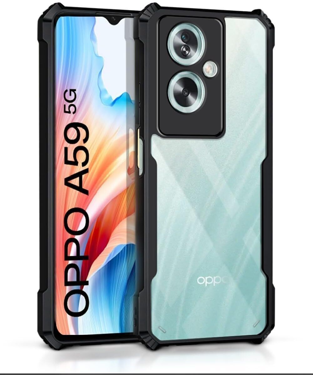 Micvir Back Cover for OPPO A59 5G (Transparent, Black, Shock Proof, Polycarbonate, Pack of: 1)