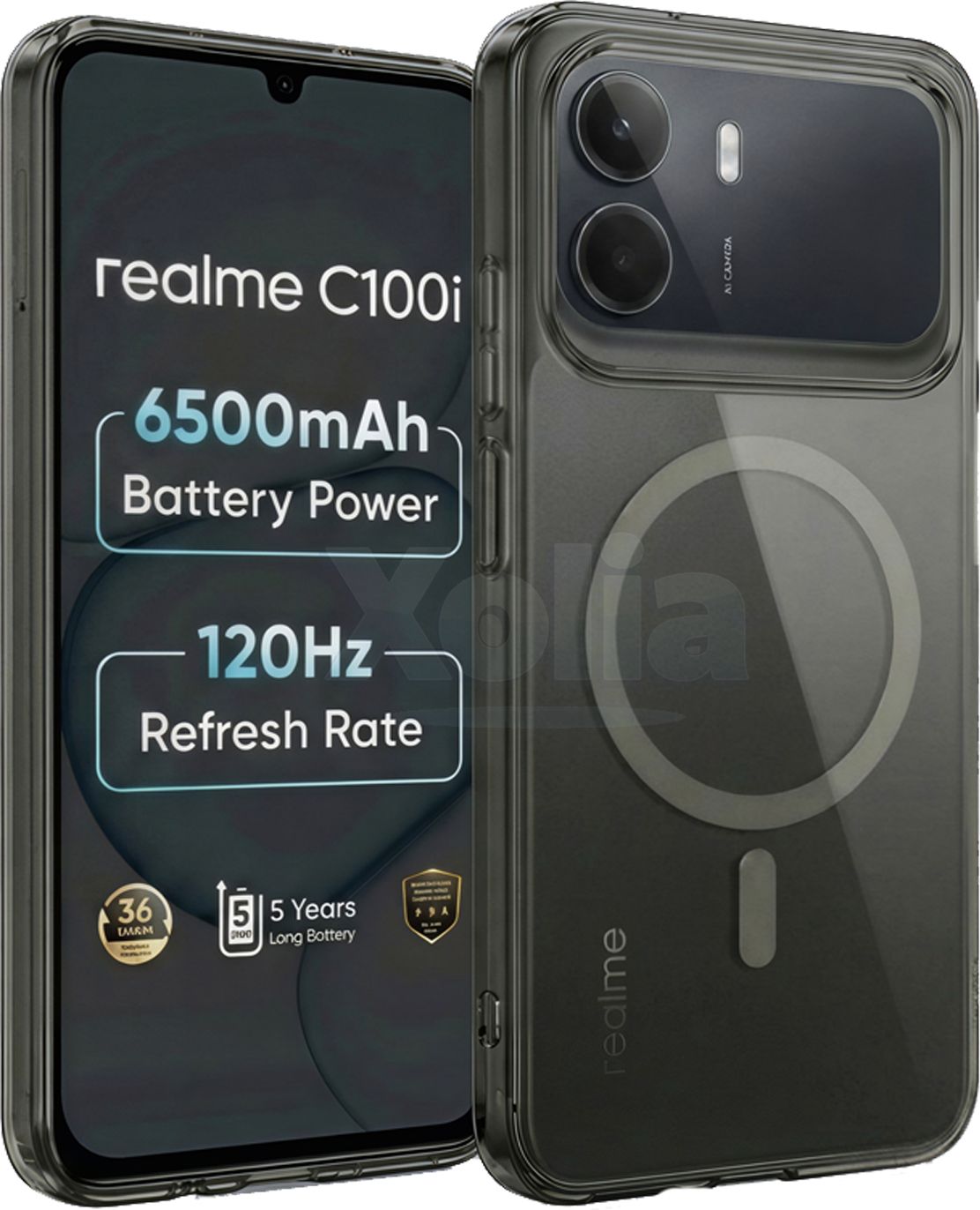 Xolia Back Cover for Realme C100i (Black, Shock Proof, Polycarbonate, Pack of: 1)