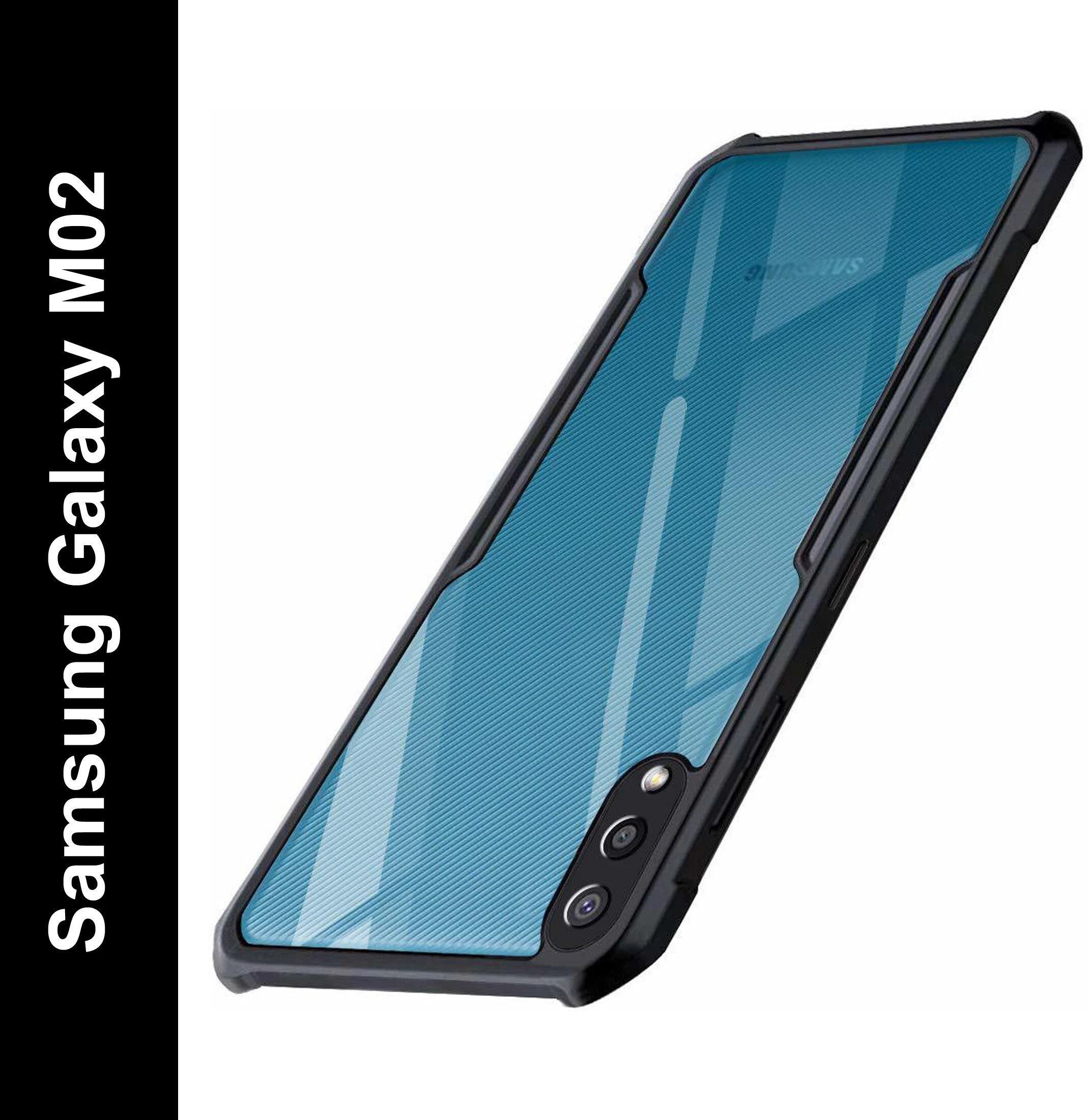 Micvir Back Cover for Samsung Galaxy A02 (Transparent, Black, Shock Proof, Polycarbonate, Pack of: 1)