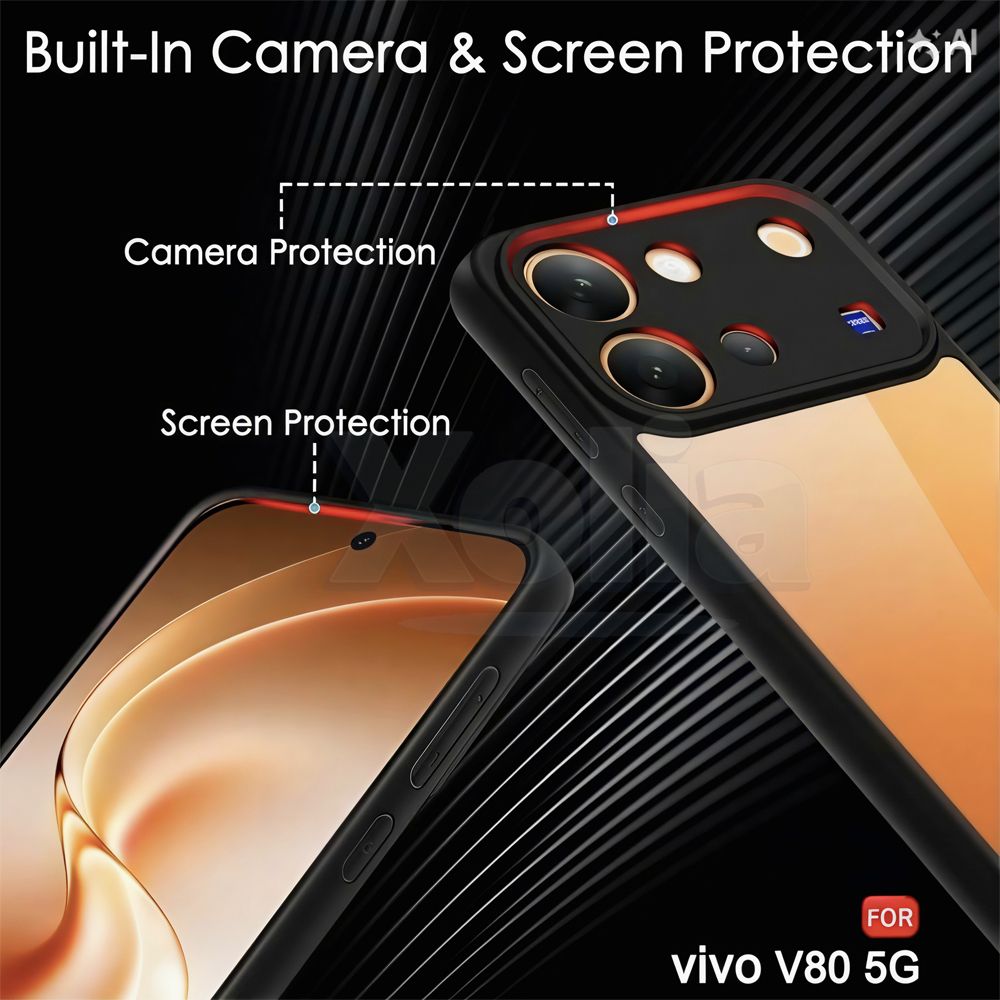 Xolia Back Cover for Vivo V80 5G (Transparent, Black, Shock Proof, Plastic, Silicon, Pack of: 1) — image 3 of 4