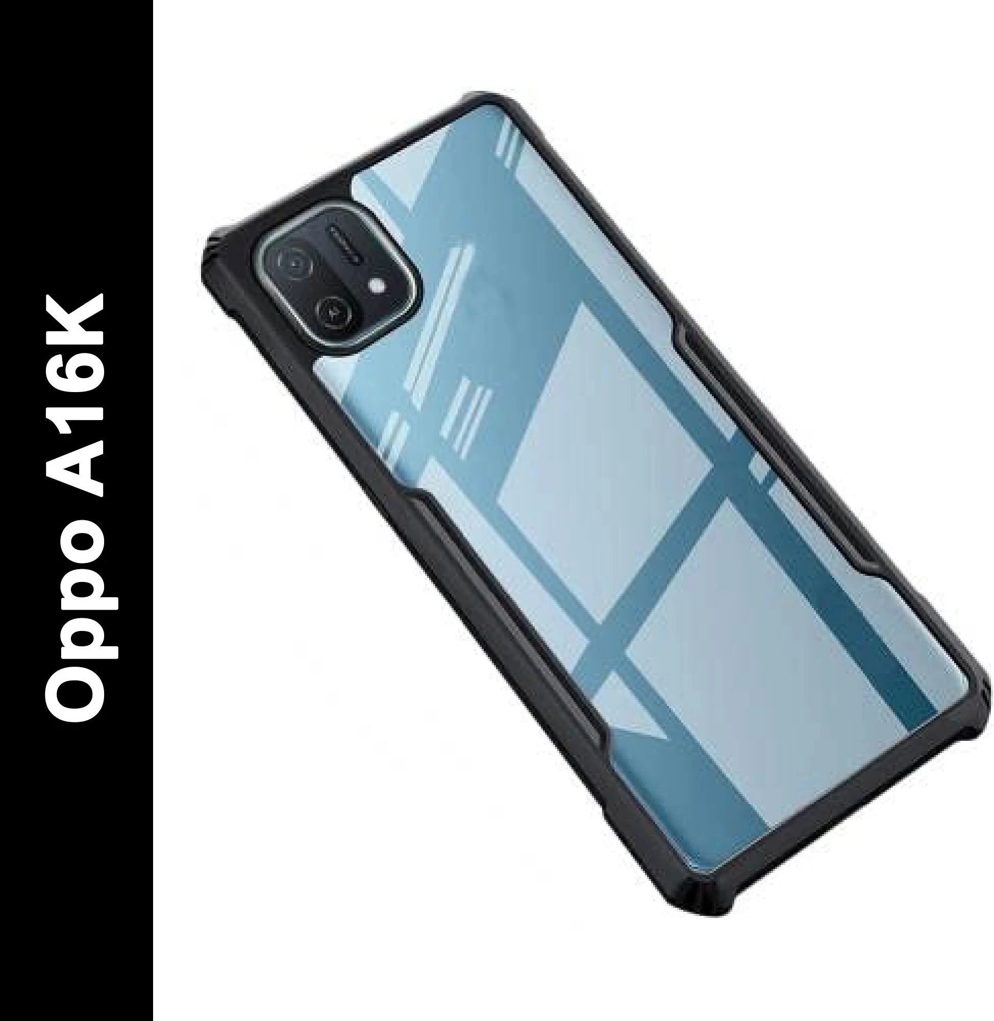 Micvir Back Cover for Oppo A16K (Transparent, Black, Shock Proof, Polycarbonate, Pack of: 1)