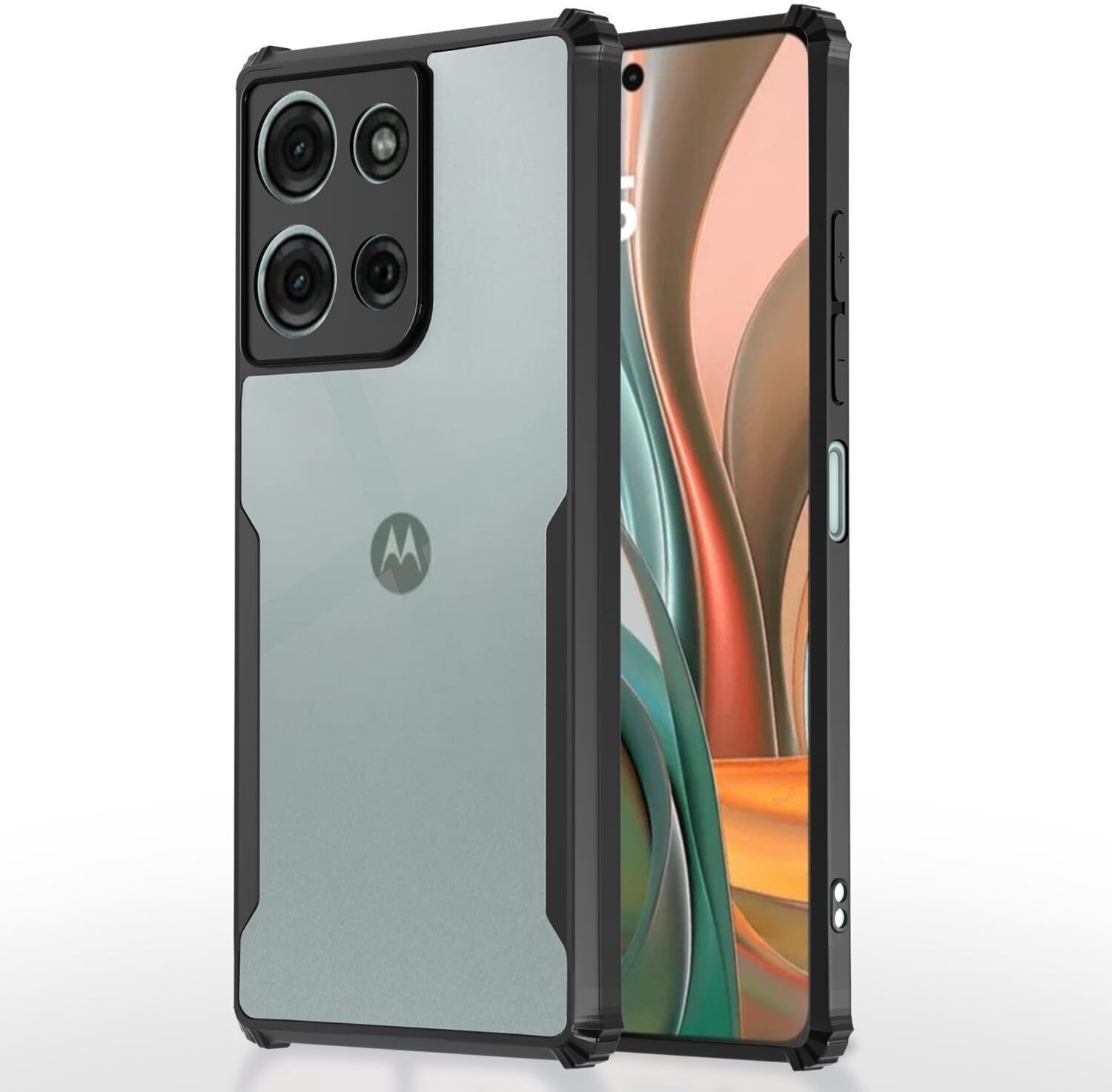 Micvir Back Cover for Motorola G75 5G (Transparent, Black, Shock Proof, Polycarbonate, Pack of: 1)