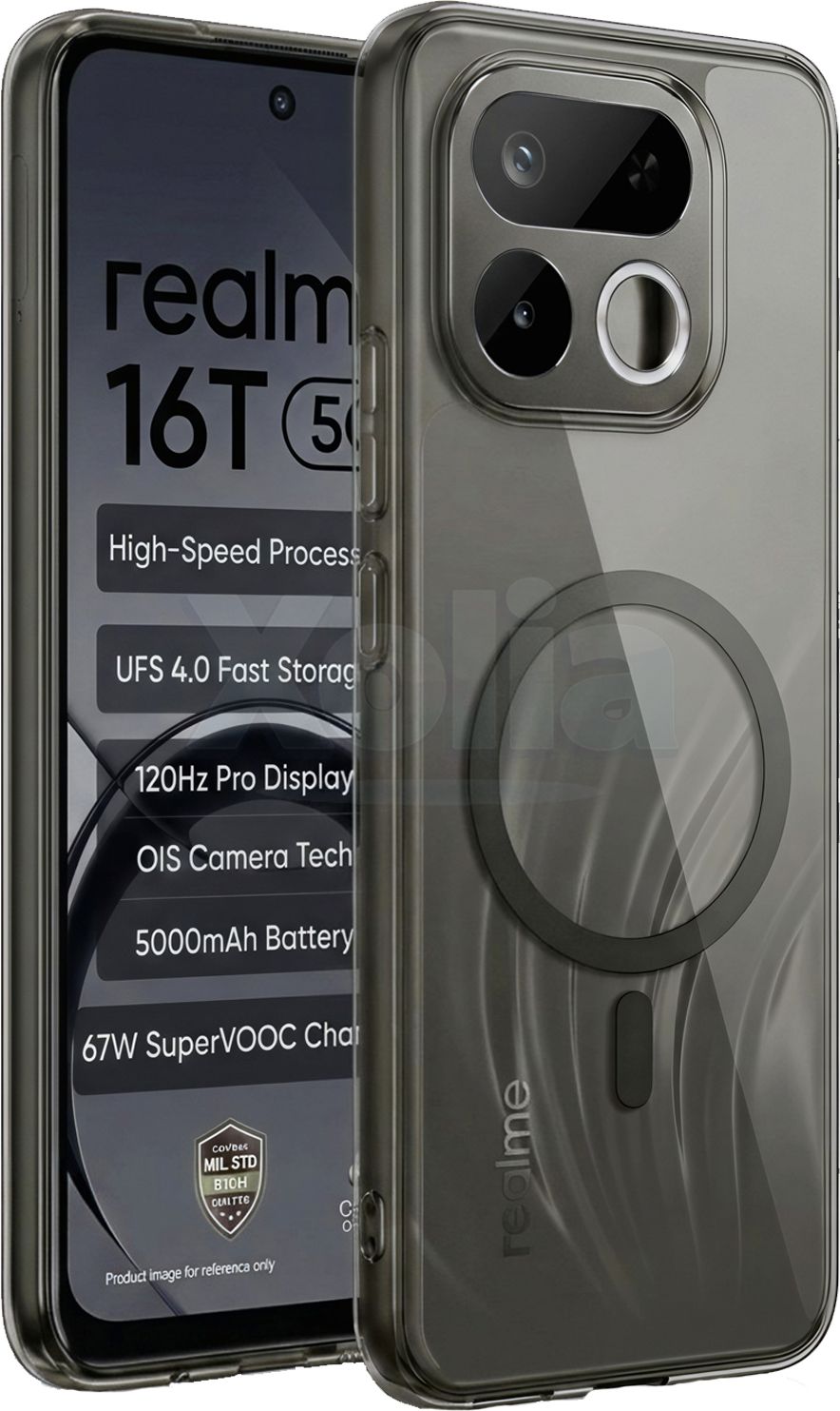 Xolia Anti Yellow Back Cover for Realme 16T 5G (Black, Anti-Yellow, Polycarbonate, Pack of: 1)