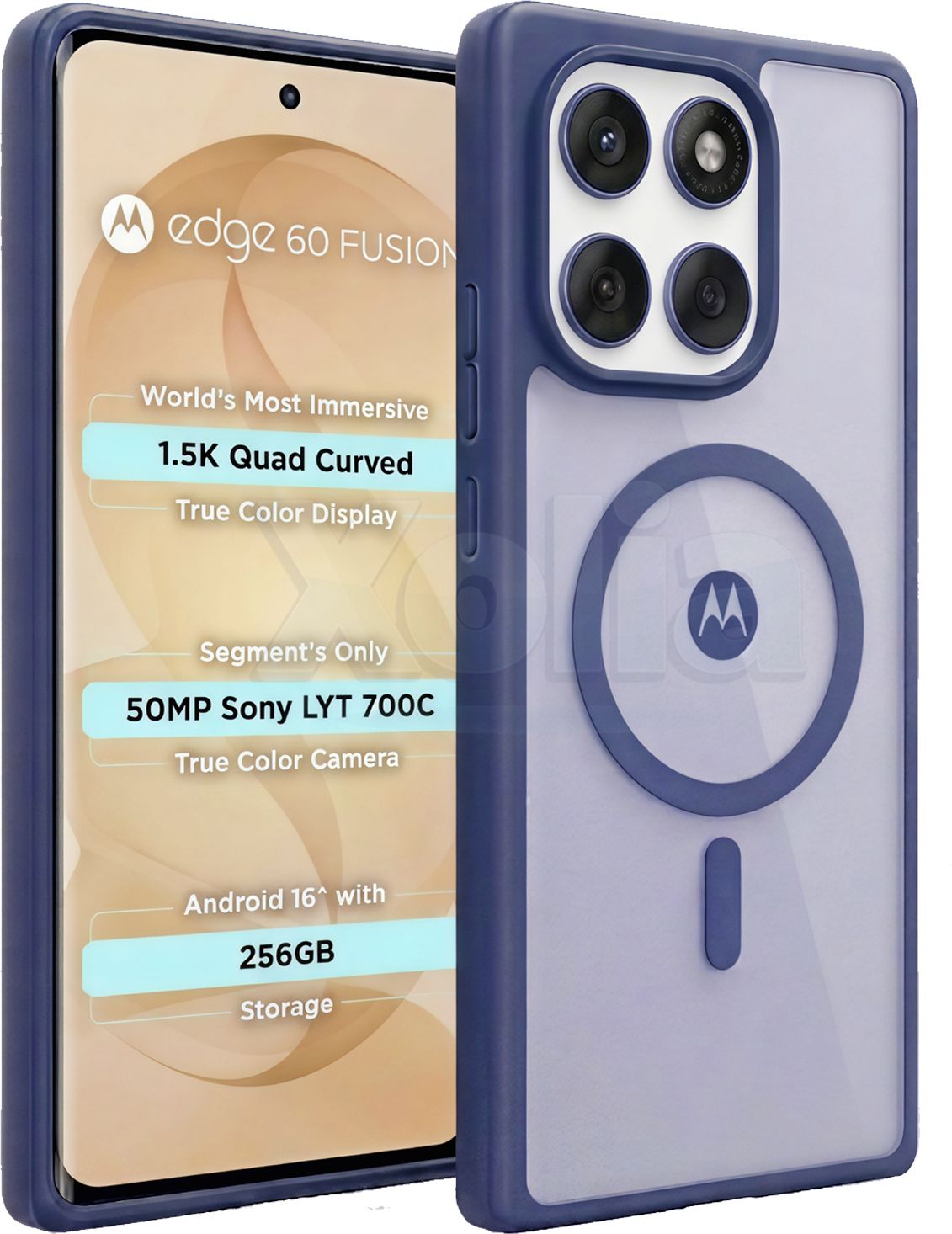 Xolia Back Cover for MOTOROLA Edge 60 Fusion 5G (Blue, Shock Proof, Polycarbonate, Silicon, Pack of: 1)