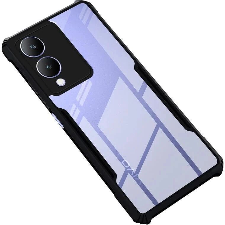 Micvir Back Cover for Vivo Y17s (Transparent, Black, Shock Proof, Polycarbonate, Pack of: 1)