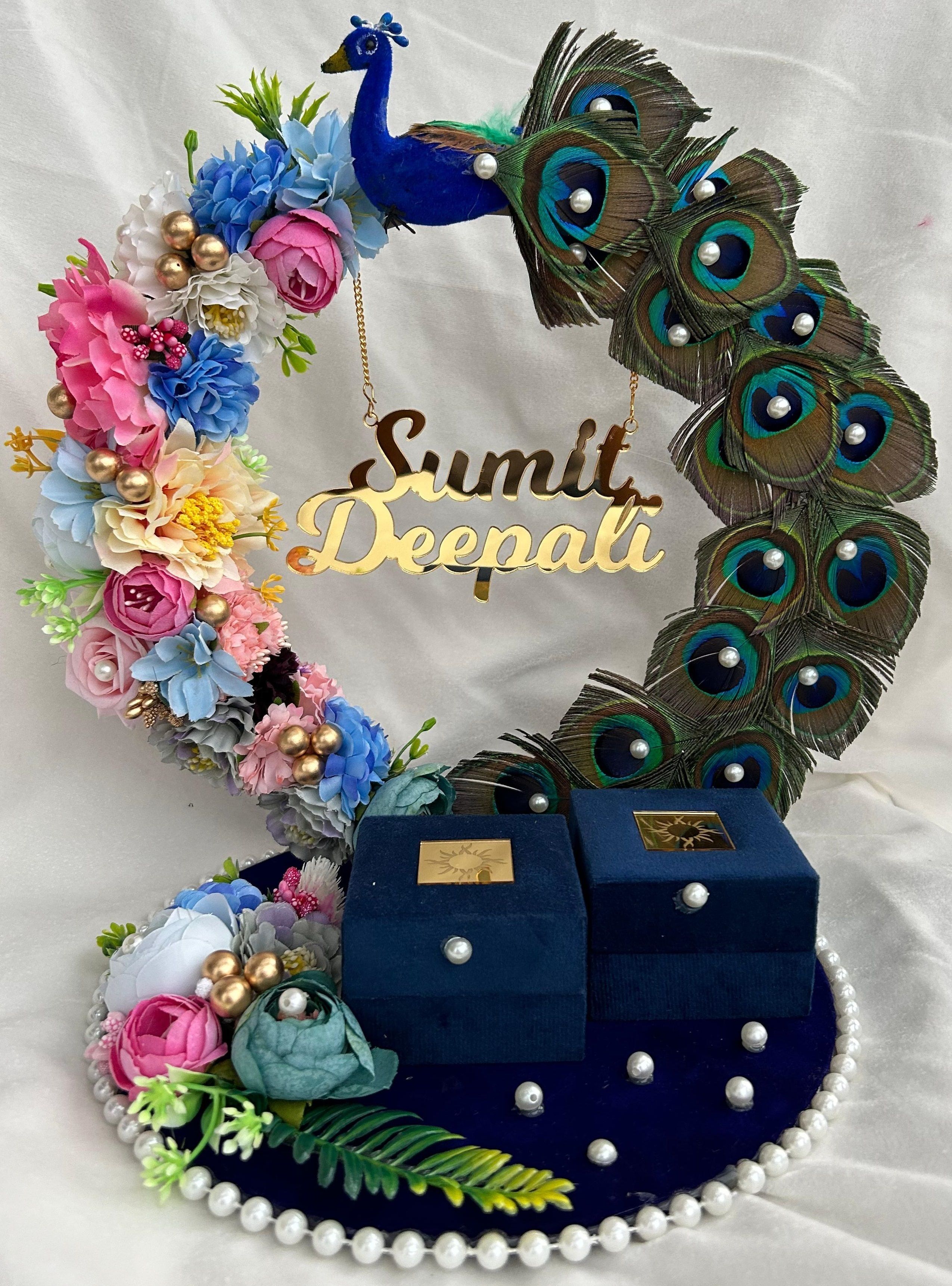 Customize Engagement Ring platter with beautiful Floral work