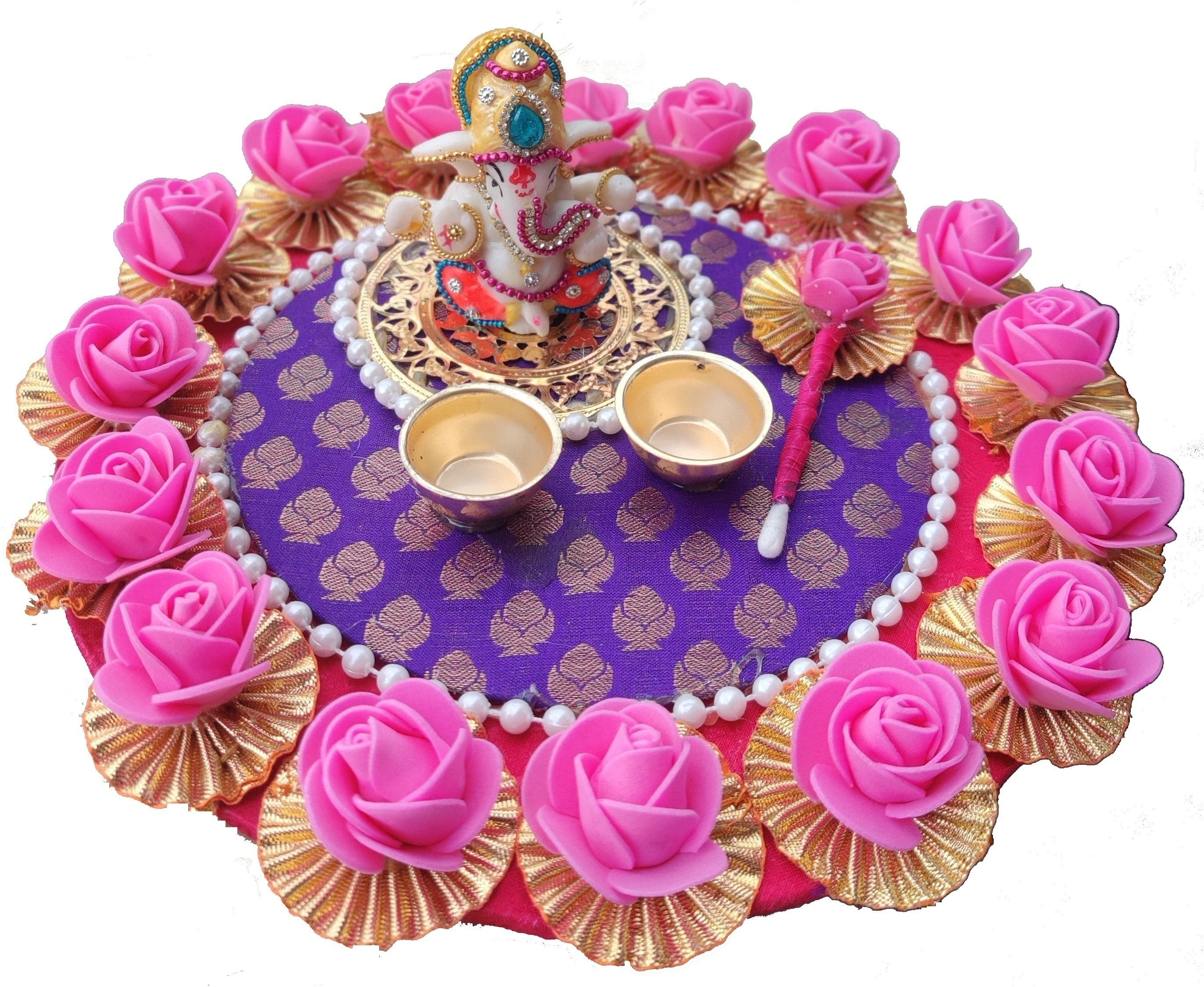 Ganesha pooja thali with beautiful Floral work