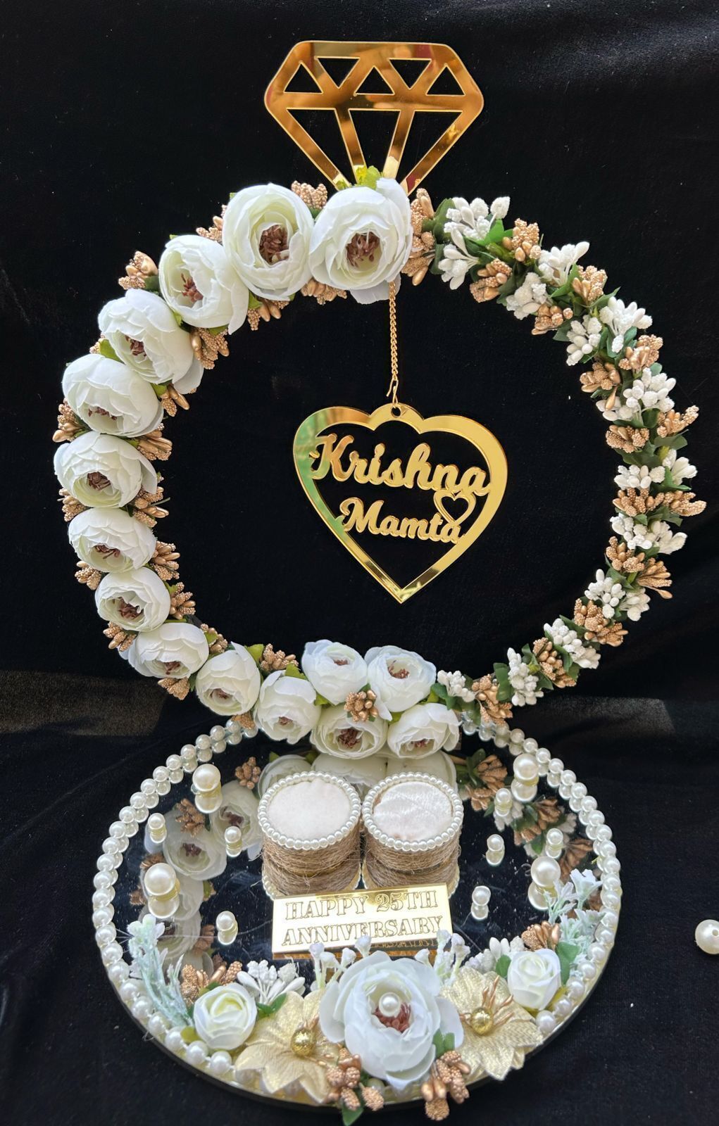Customize Engagement Ring platter with beautiful Floral work