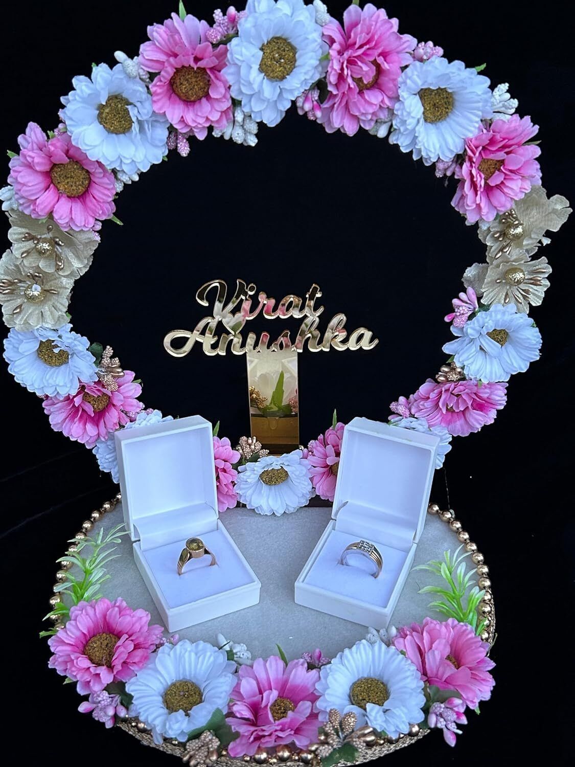 Customize Engagement Ring platter with beautiful Floral work