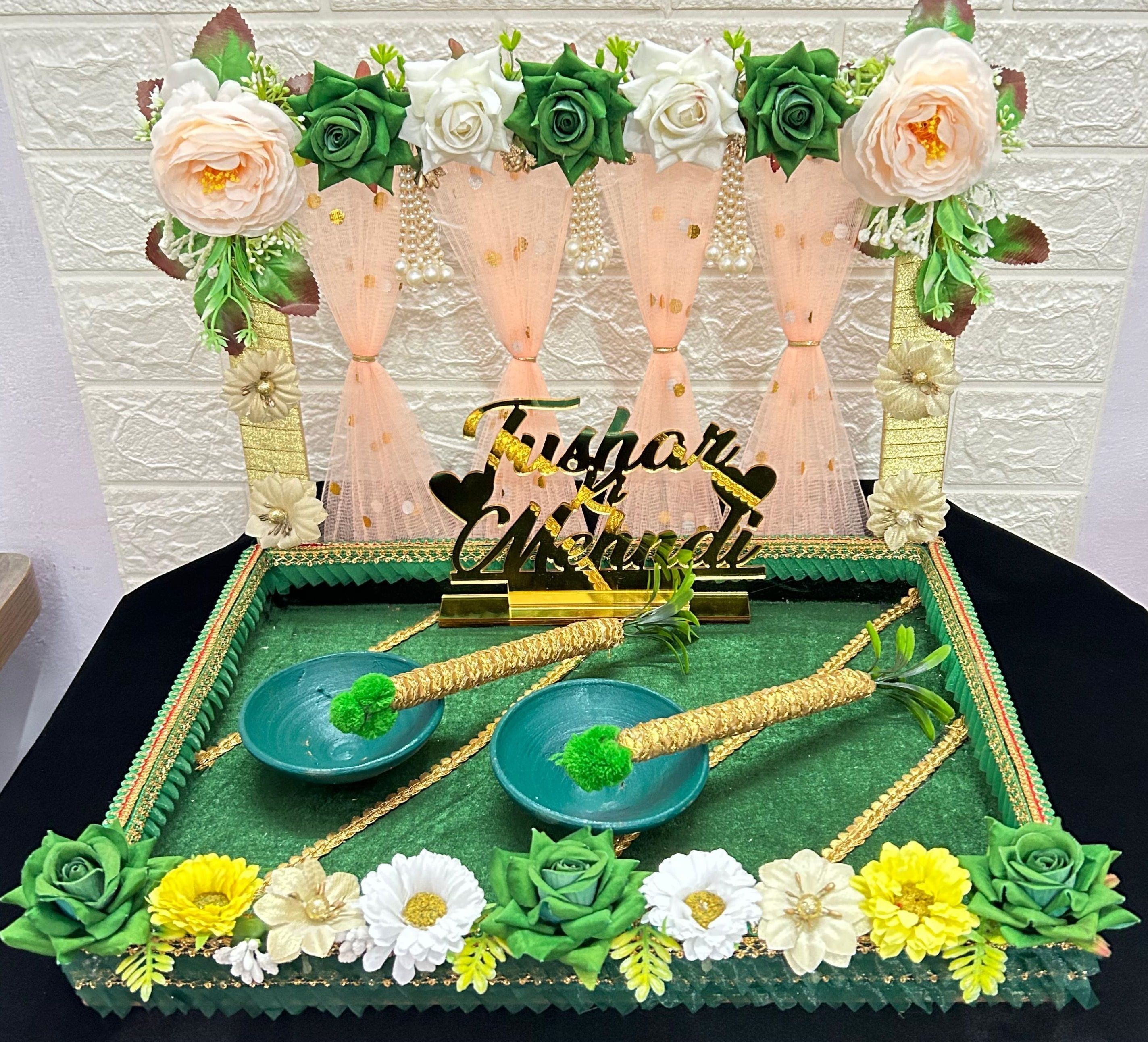 Customize Engagement Ring platter with beautiful Floral work
