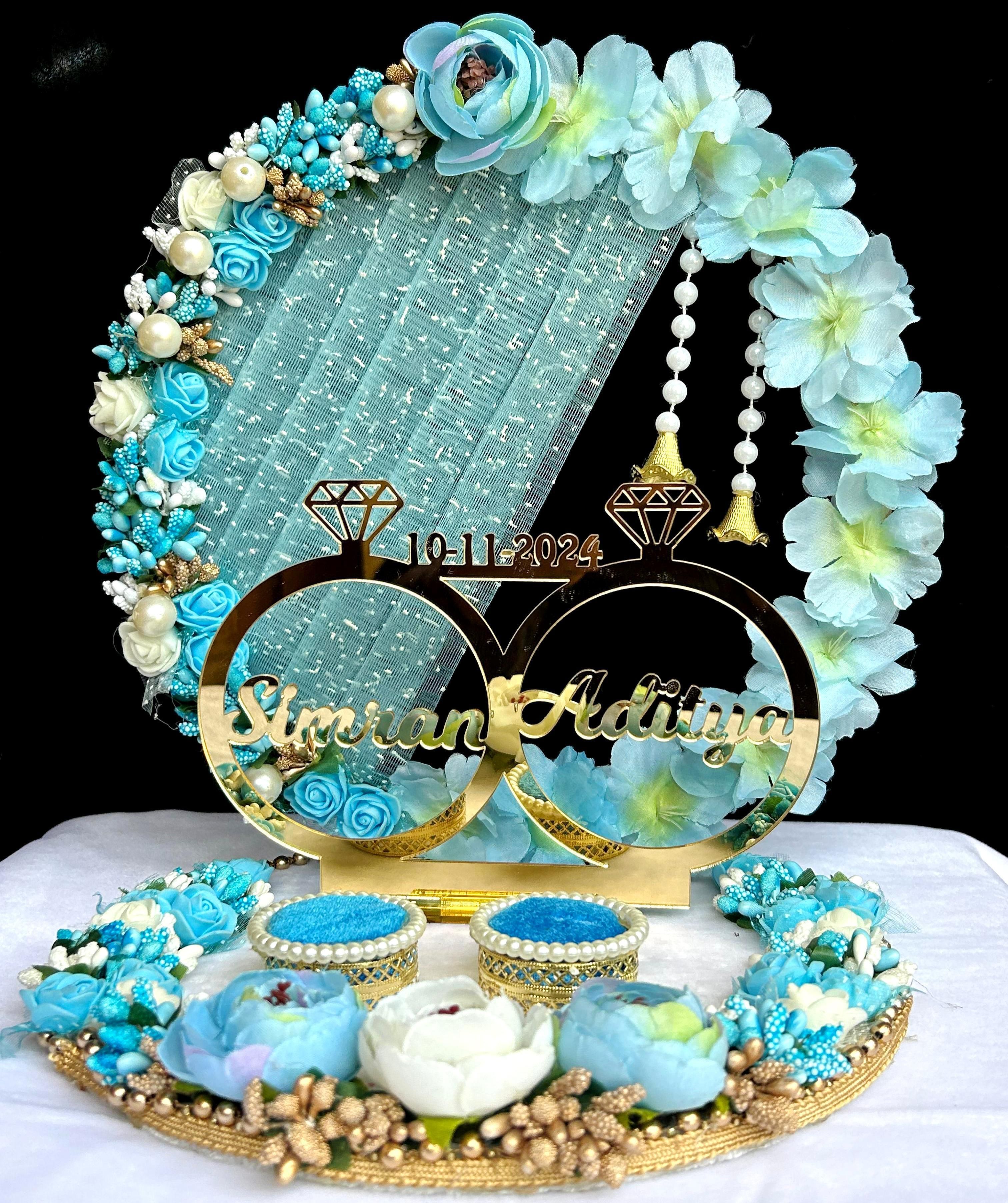 Customize Engagement Ring platter with beautiful Floral work