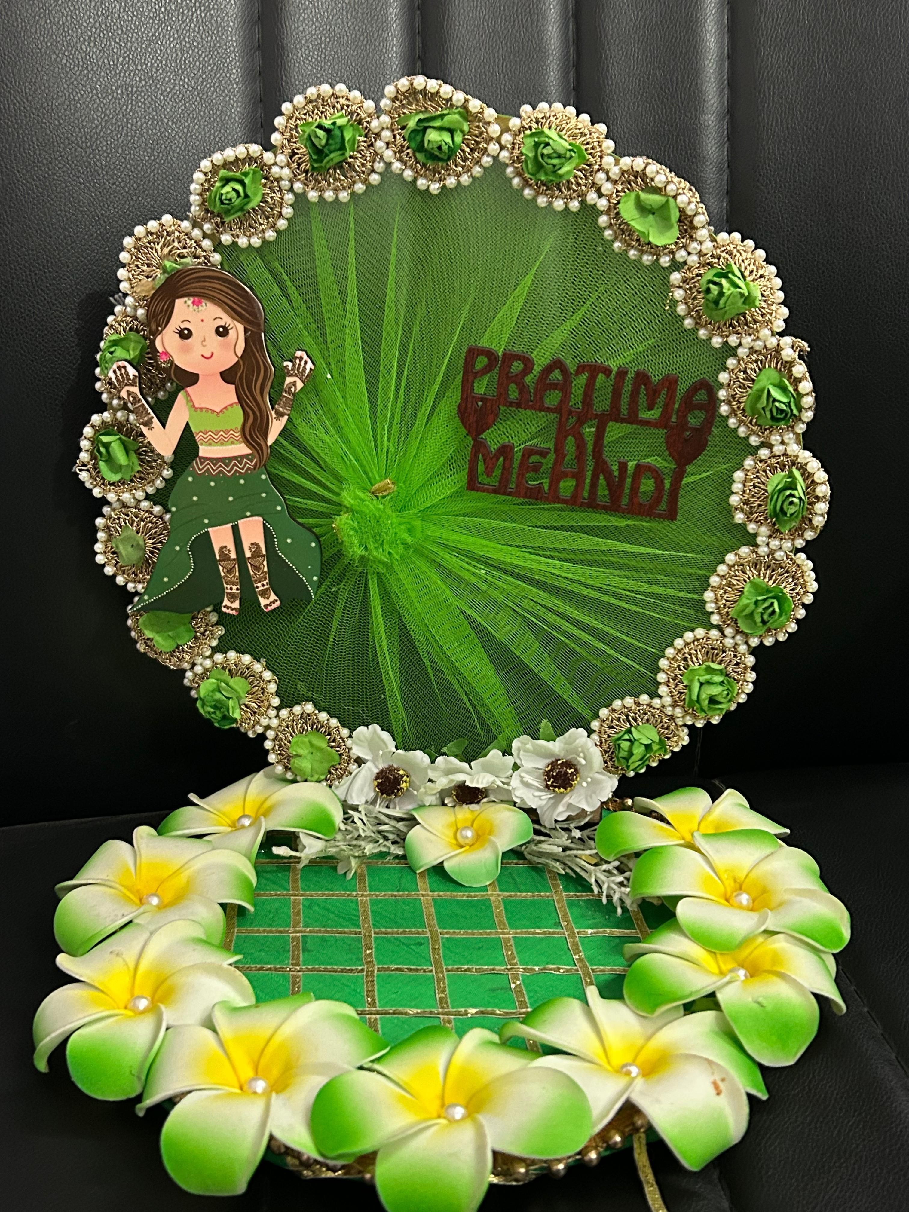 Engagement Ring platter with Customize name beautiful Floral work